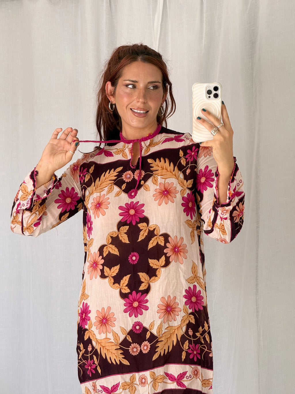 70s floral boho mini dress ✧