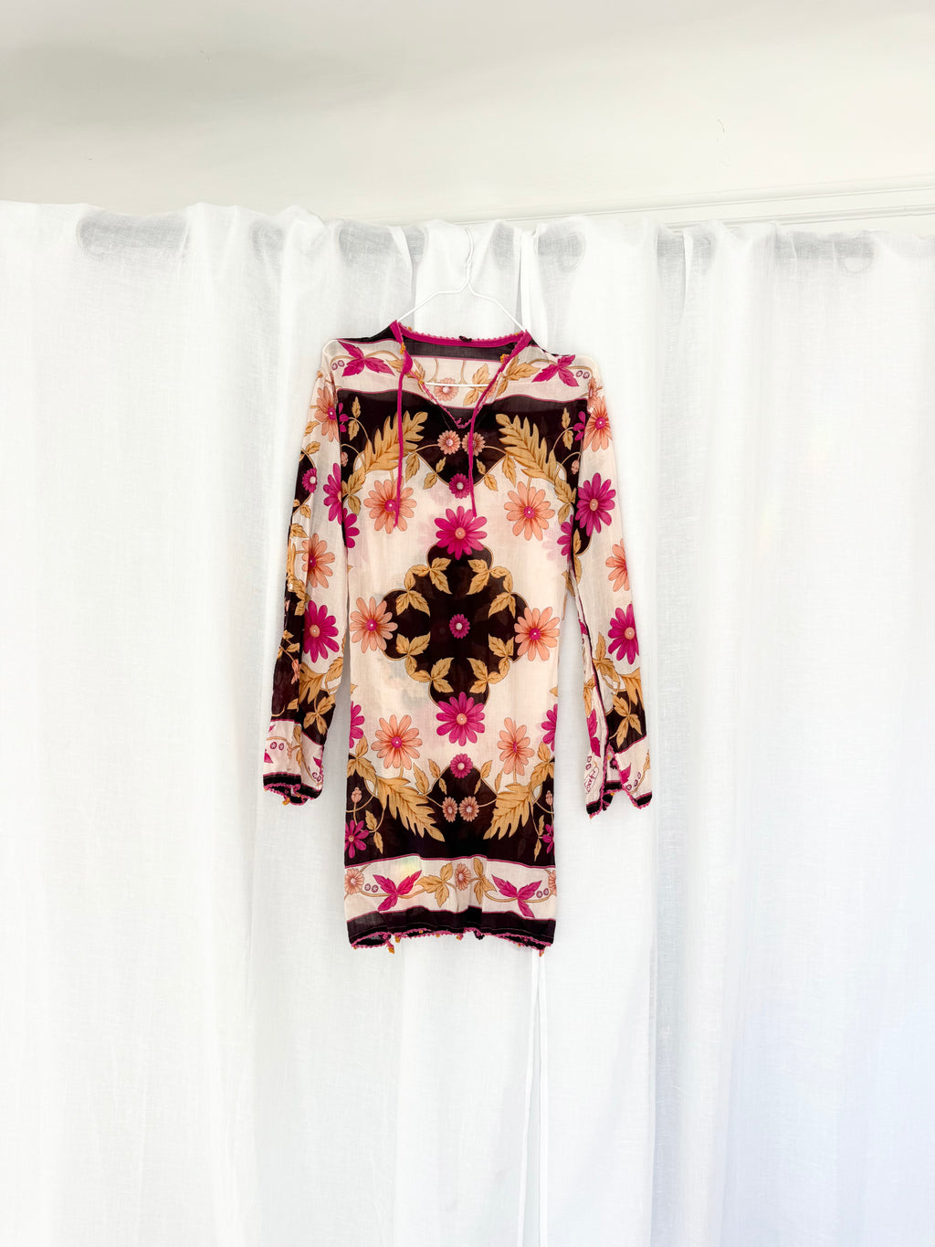 70s floral boho mini dress ✧