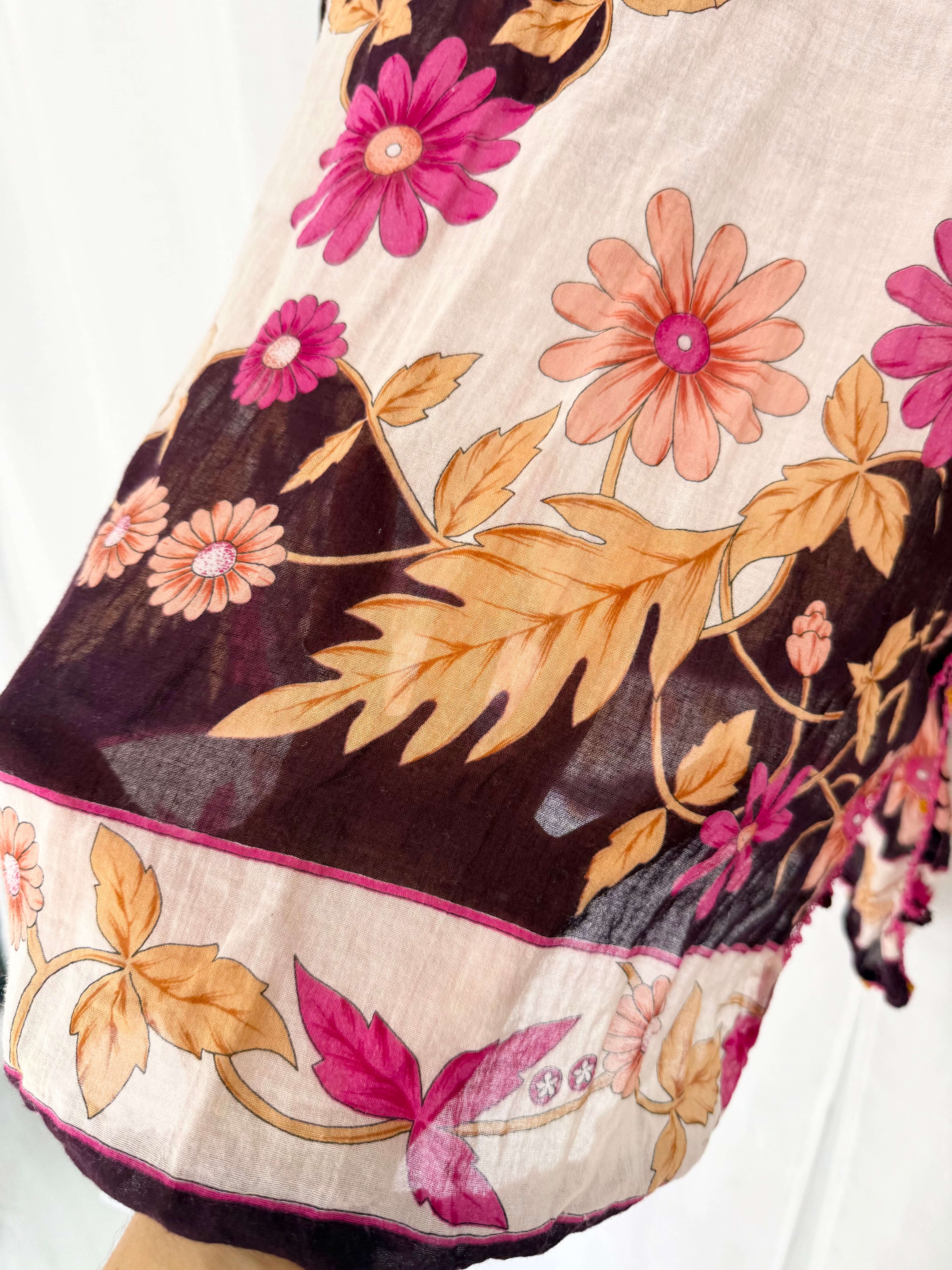 70s floral boho mini dress ✧