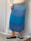 ✦ vintage Y2K blue ombré floral mesh midi skirt 🦋
