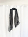 black sheer embroidered sequin scarf ✧