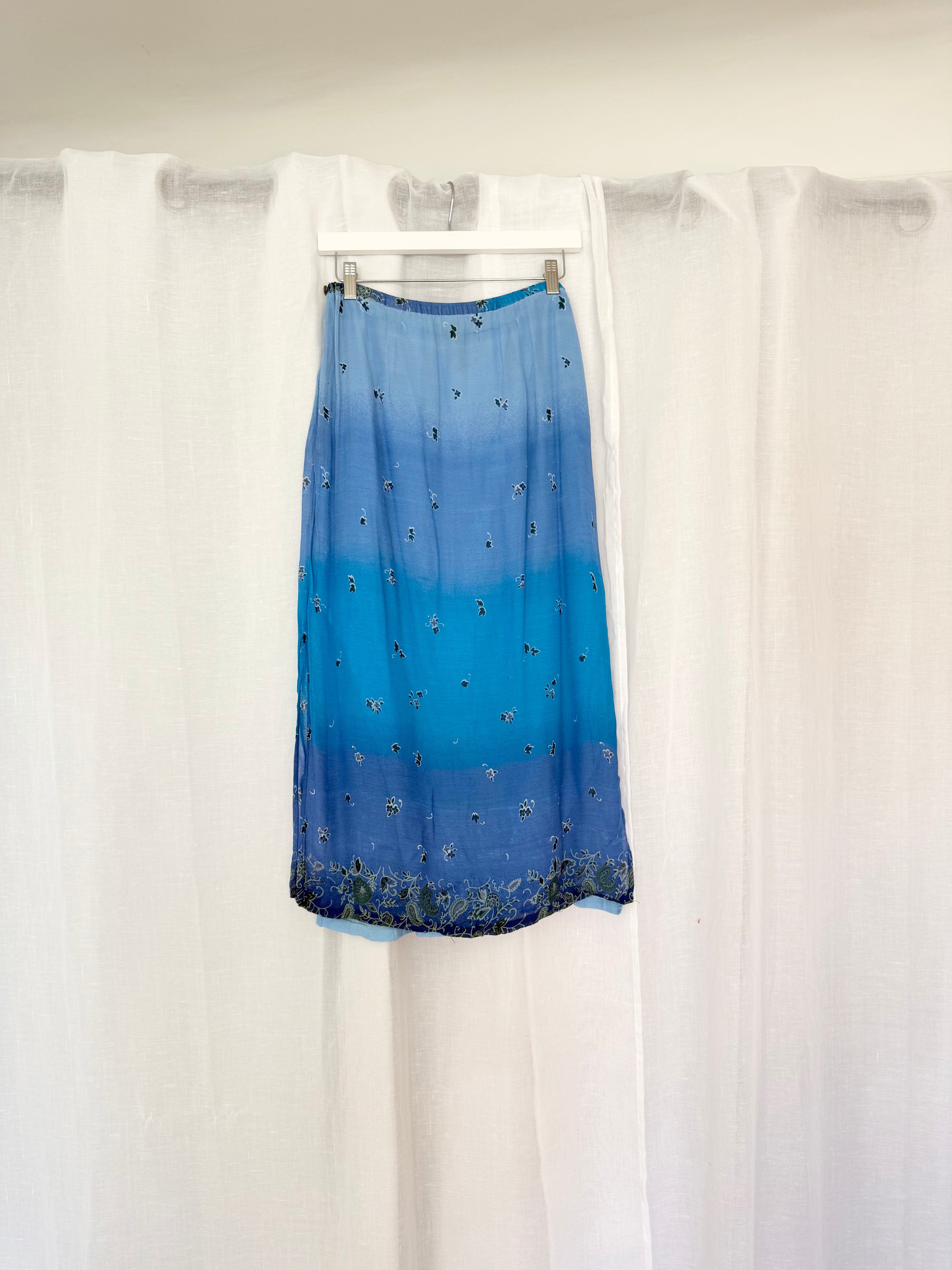 ✦ vintage Y2K blue ombré floral mesh midi skirt 🦋