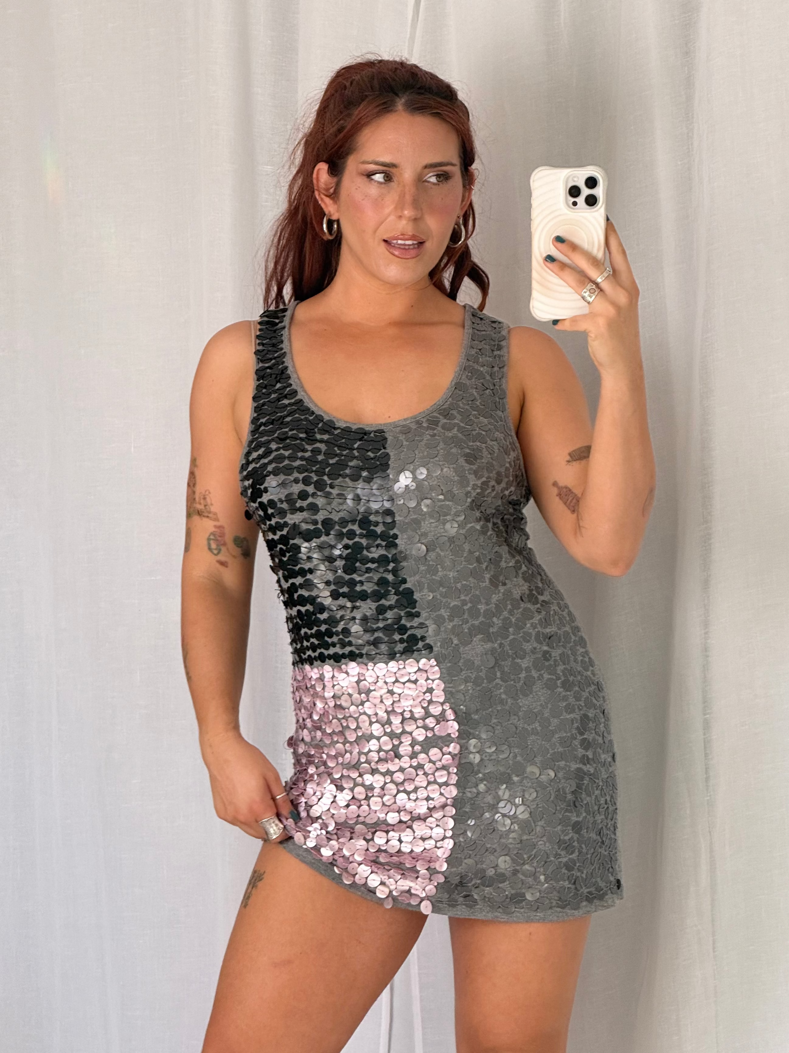 oversized paillette sequin mini dress ✧