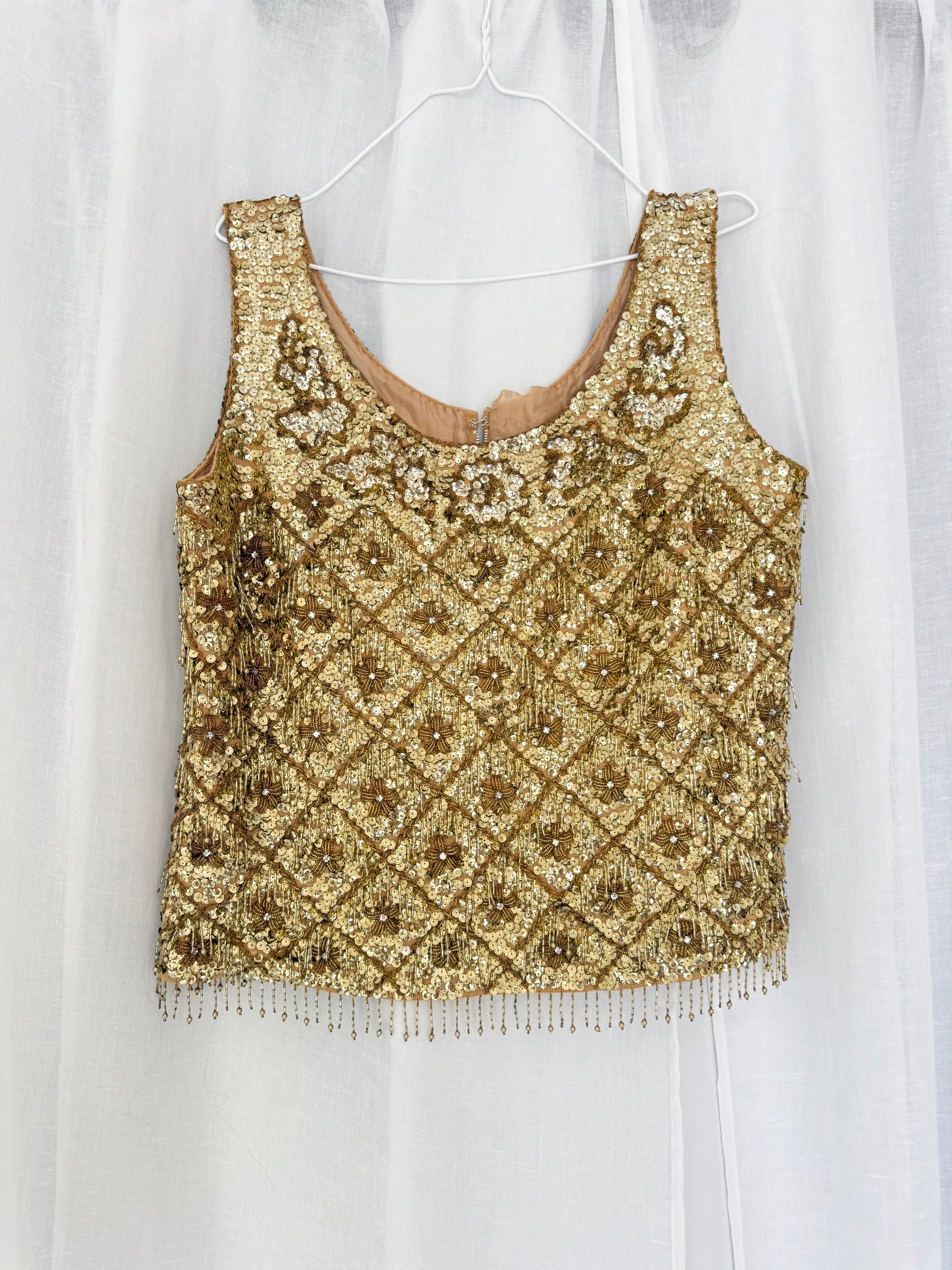 vintage gold sequin top