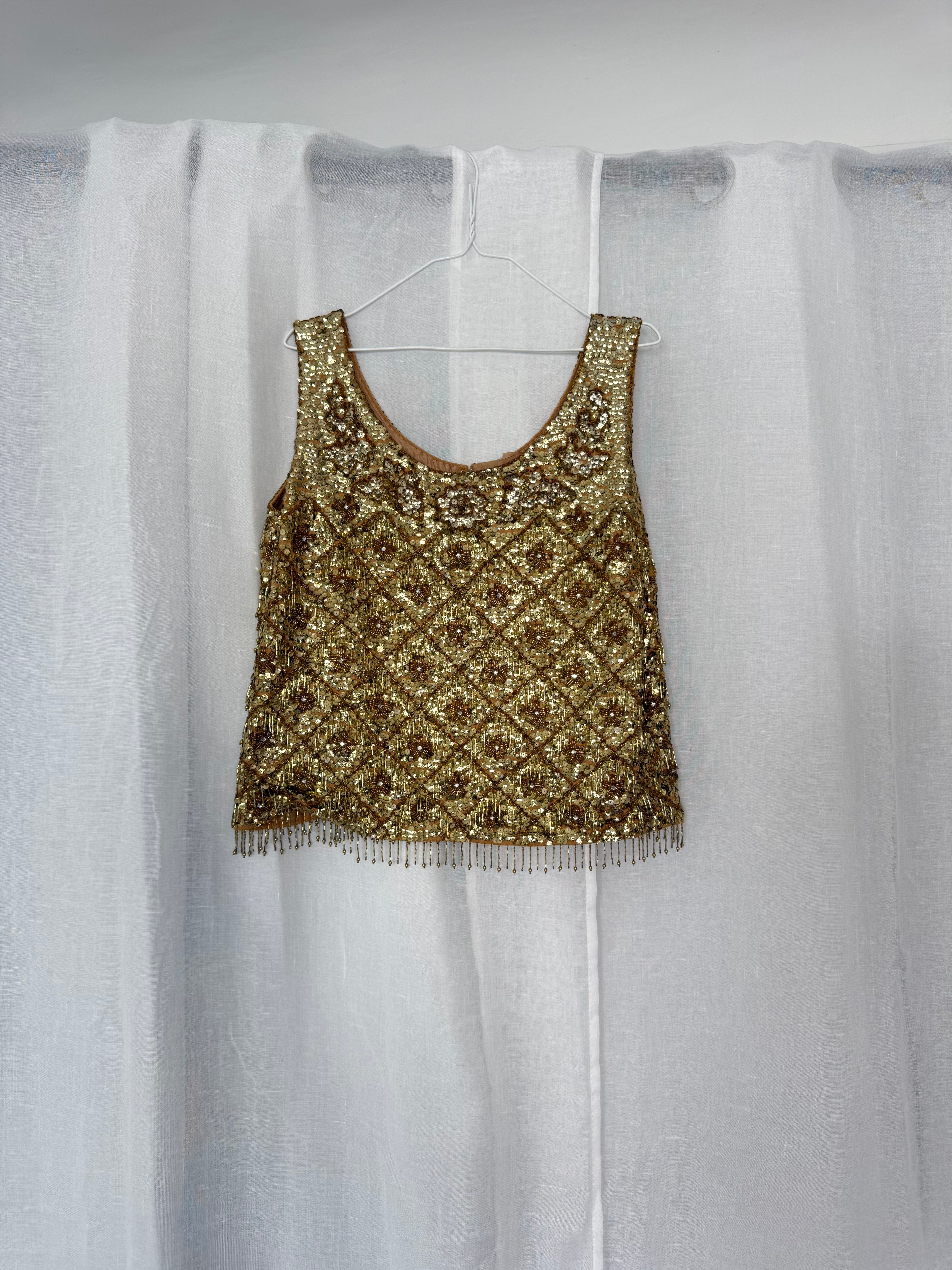 ✦✨ golden mardi gras beaded fringe tank ✨✦