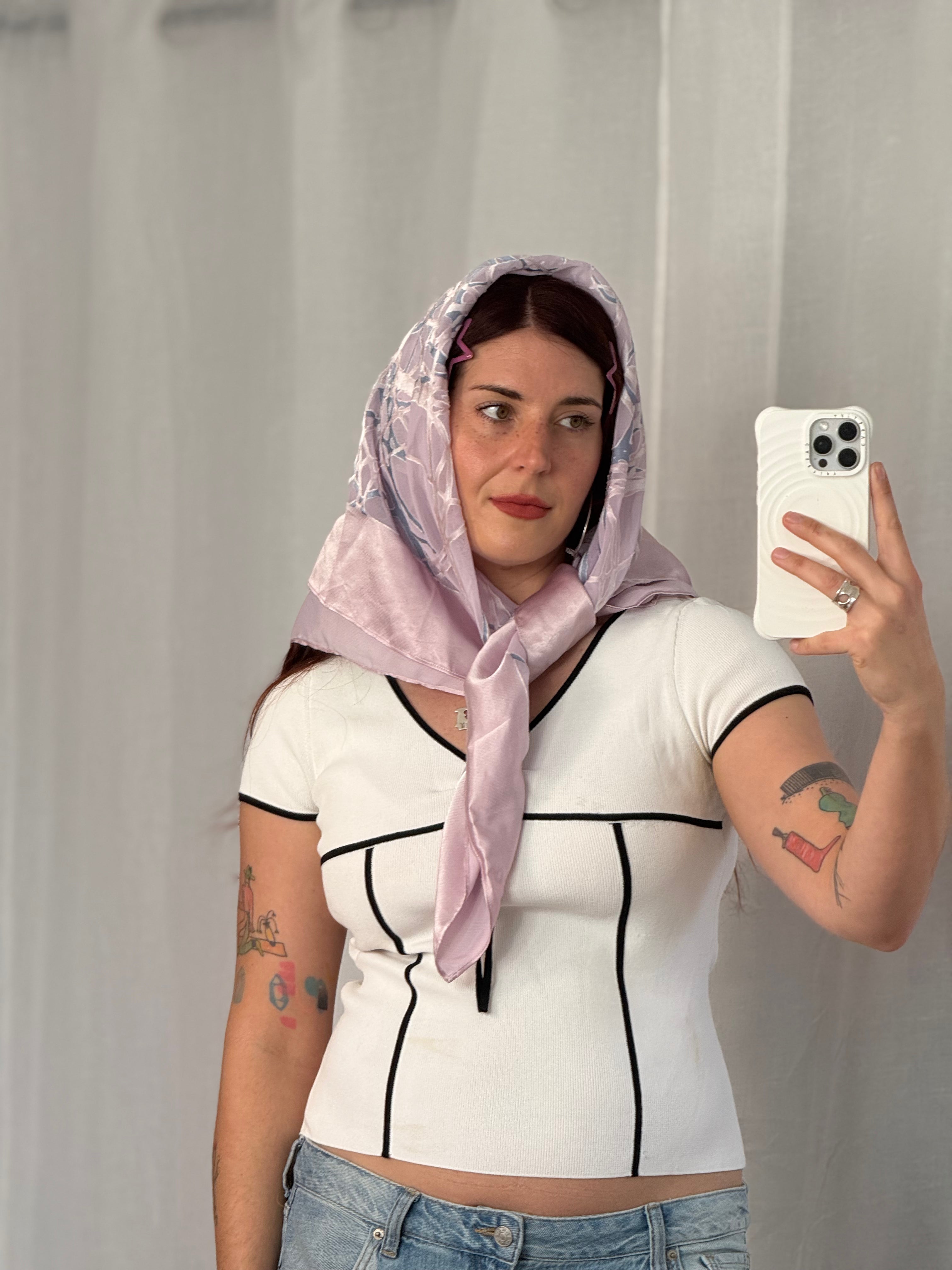 ✿ vintage sheer web print scarf ✿