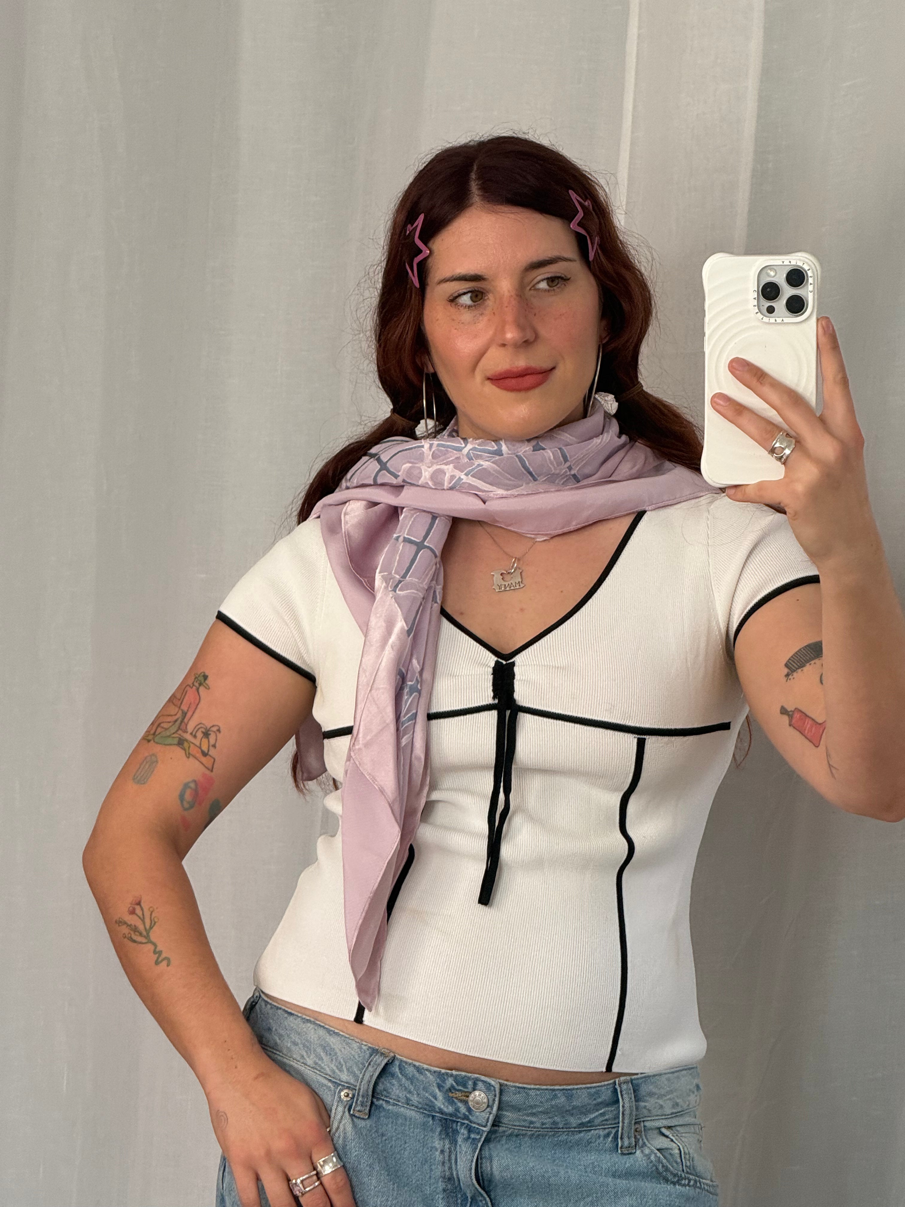 ✿ vintage sheer web print scarf ✿