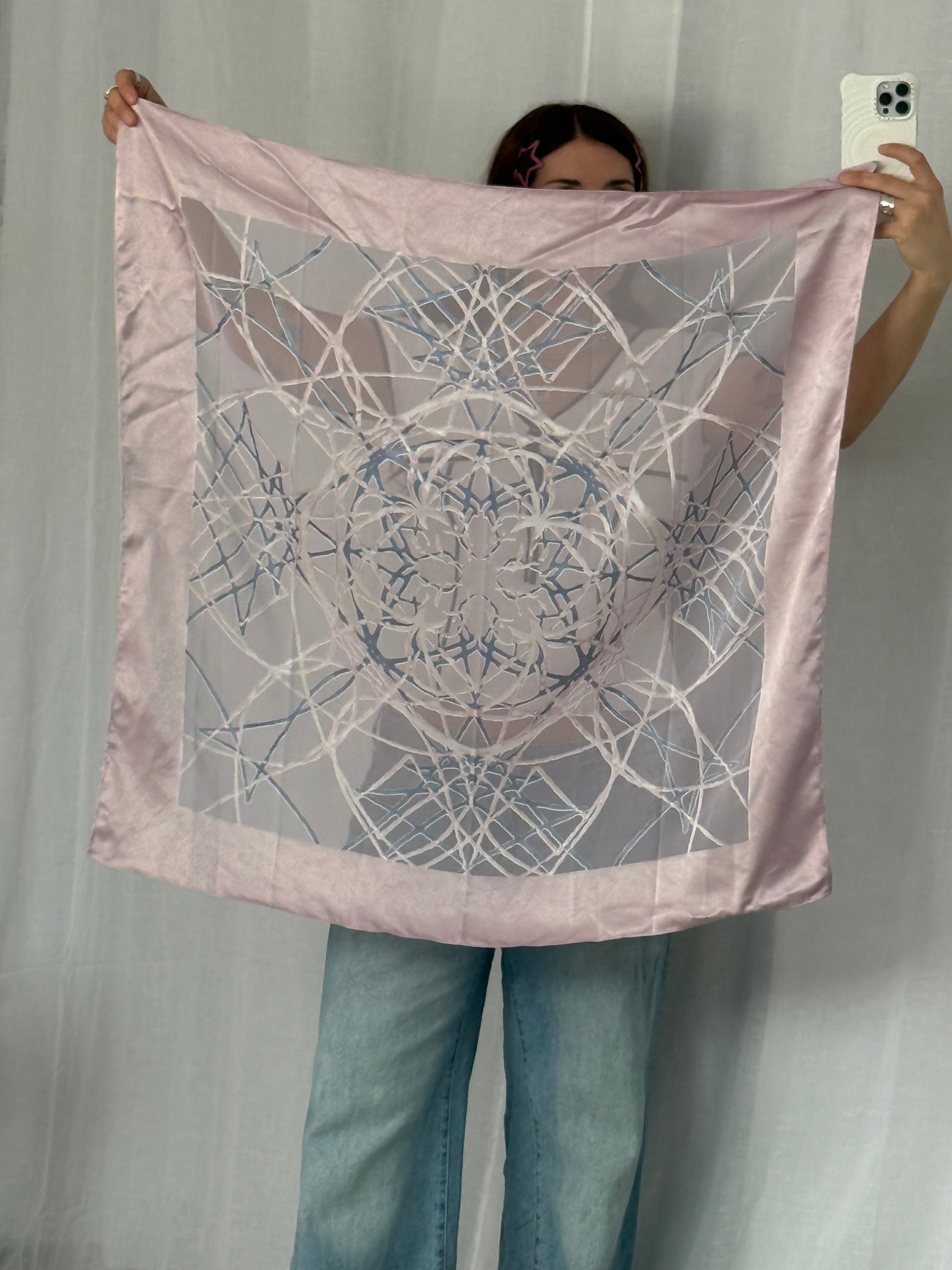 ✿ vintage sheer web print scarf ✿