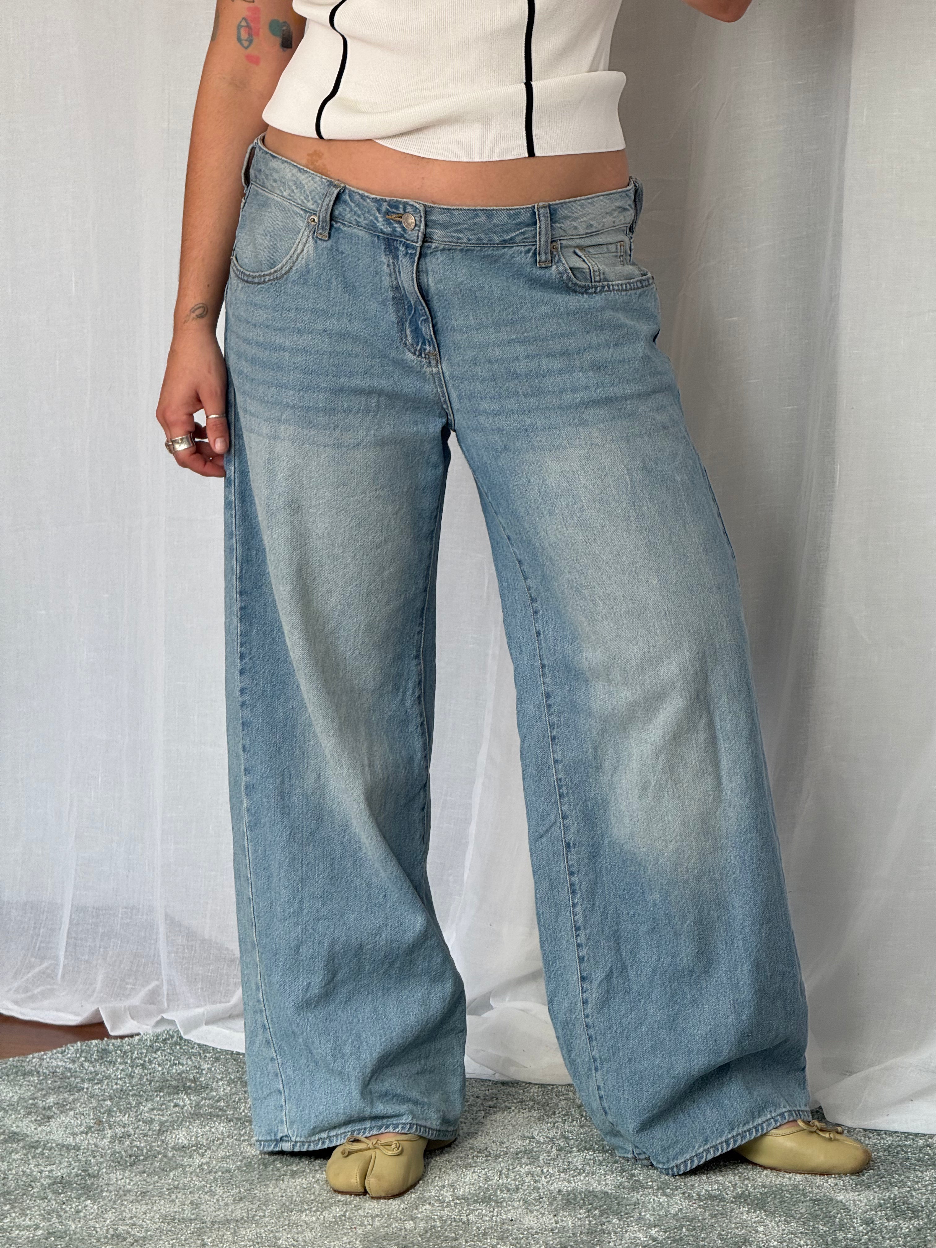 wide leg light wash jeans 36”