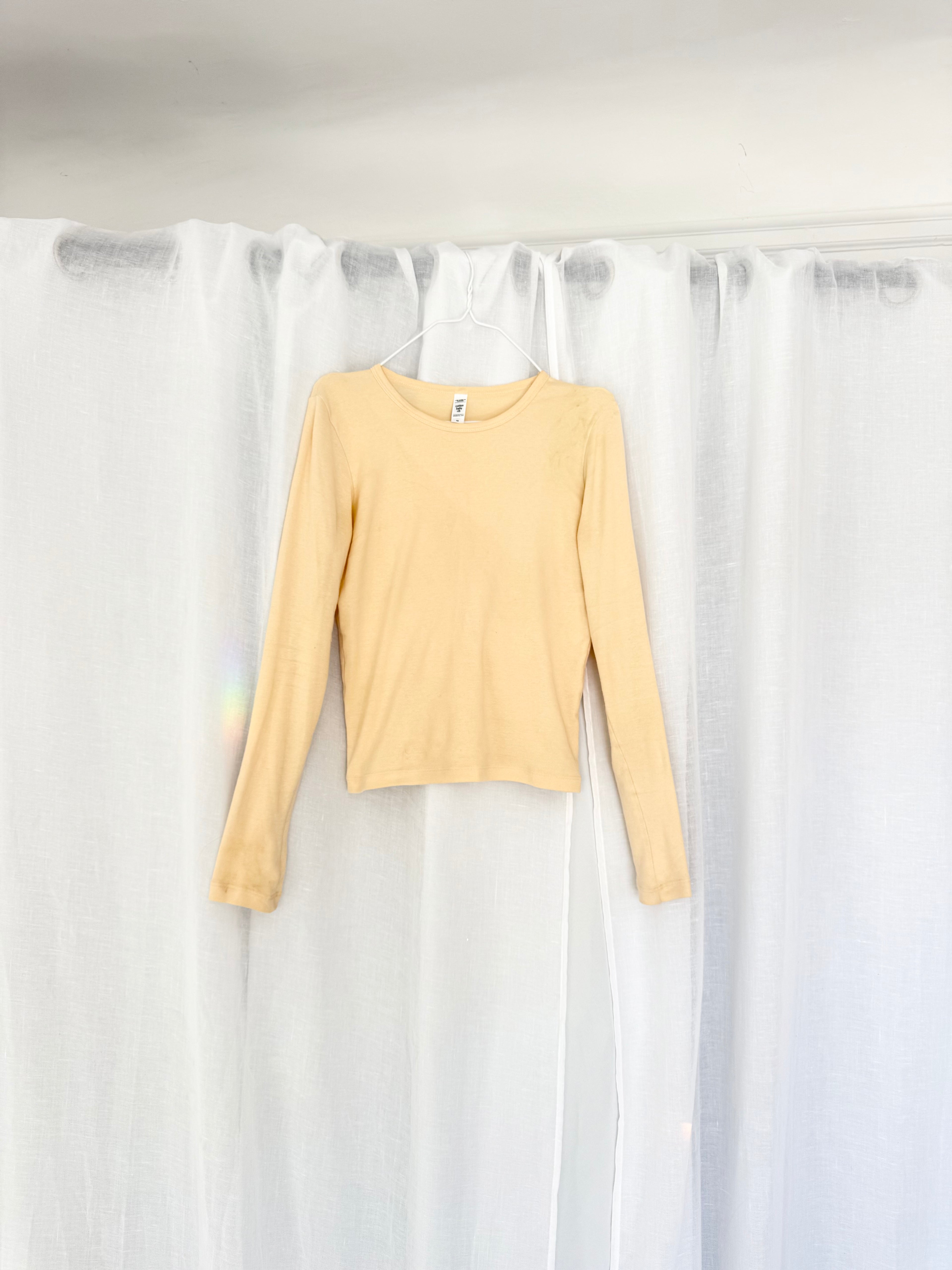 cream baby rib long sleeve top ✧