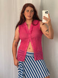 ✿ sheer hot pink y2k ruffle blouse ✿