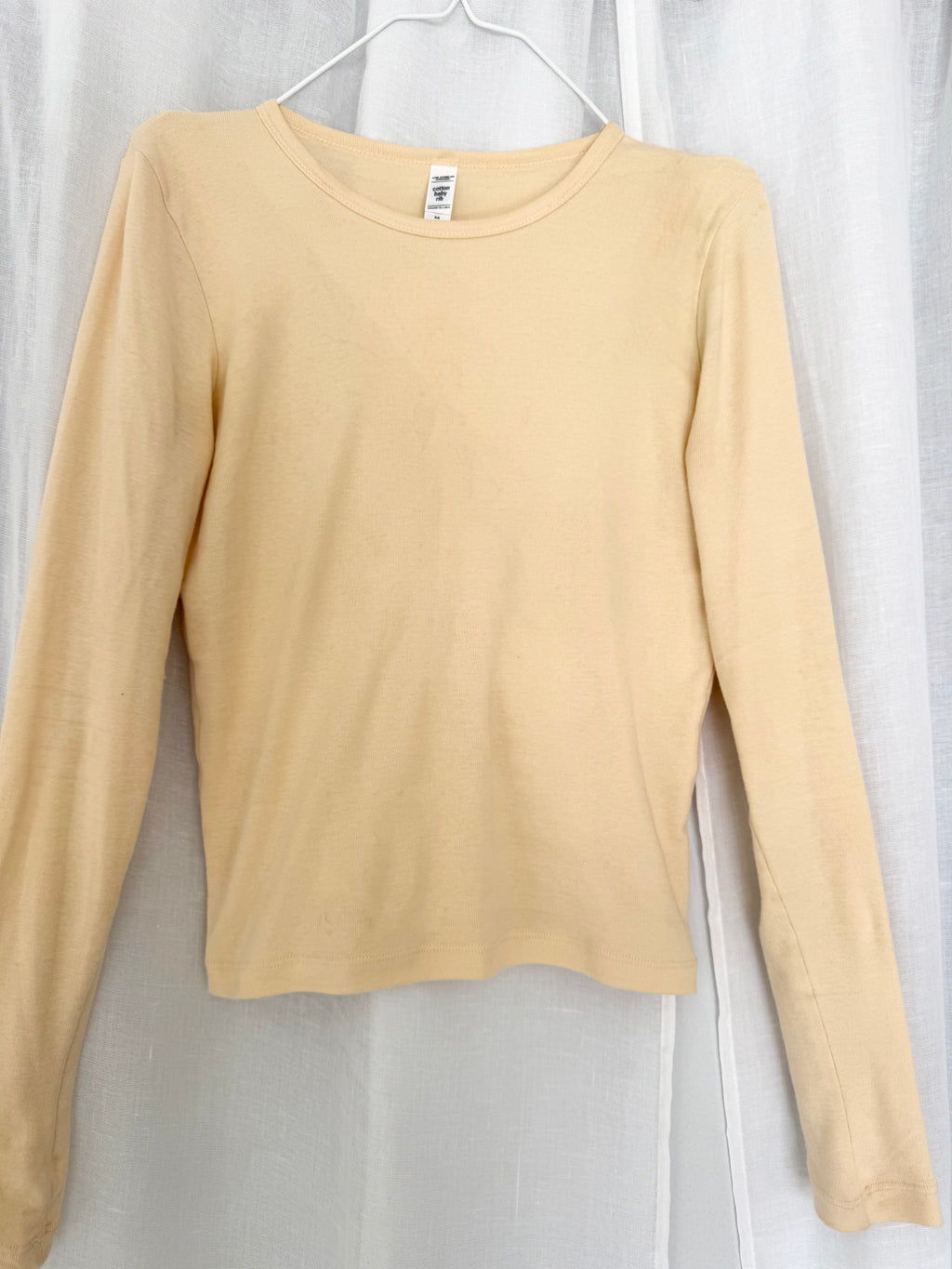 cream baby rib long sleeve top ✧