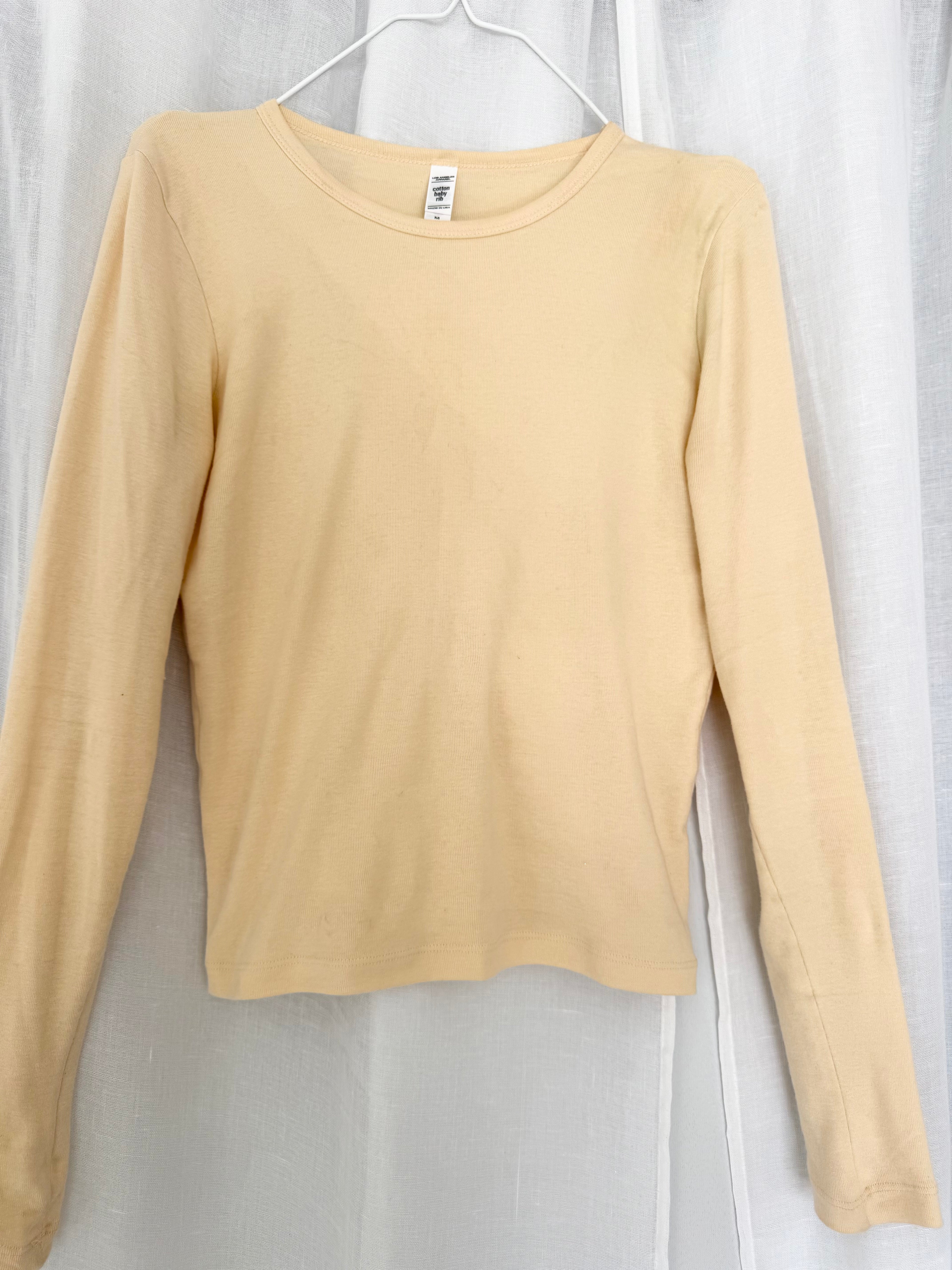 cream baby rib long sleeve top ✧