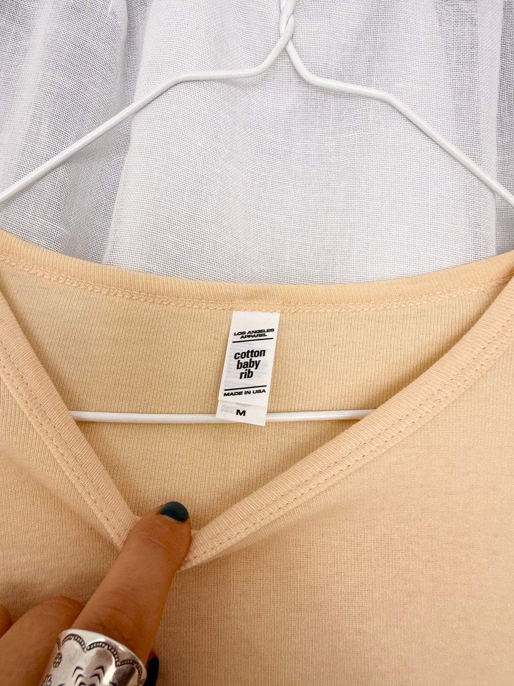 cream baby rib long sleeve top ✧