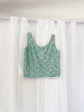 60s aqua beaded sequin top ✧
