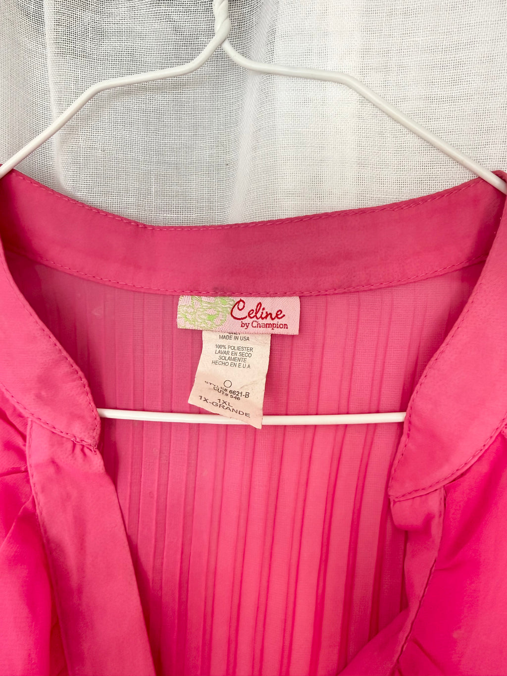 ✿ sheer hot pink y2k ruffle blouse ✿