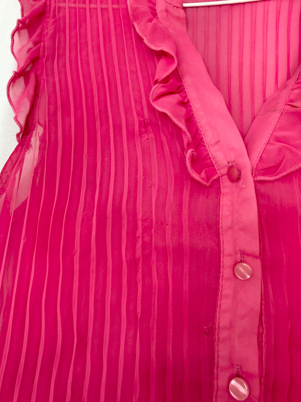 ✿ sheer hot pink y2k ruffle blouse ✿