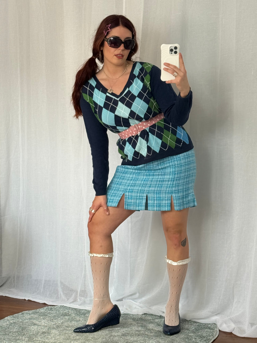 argyle v-neck sweater ⋆౨ৎ