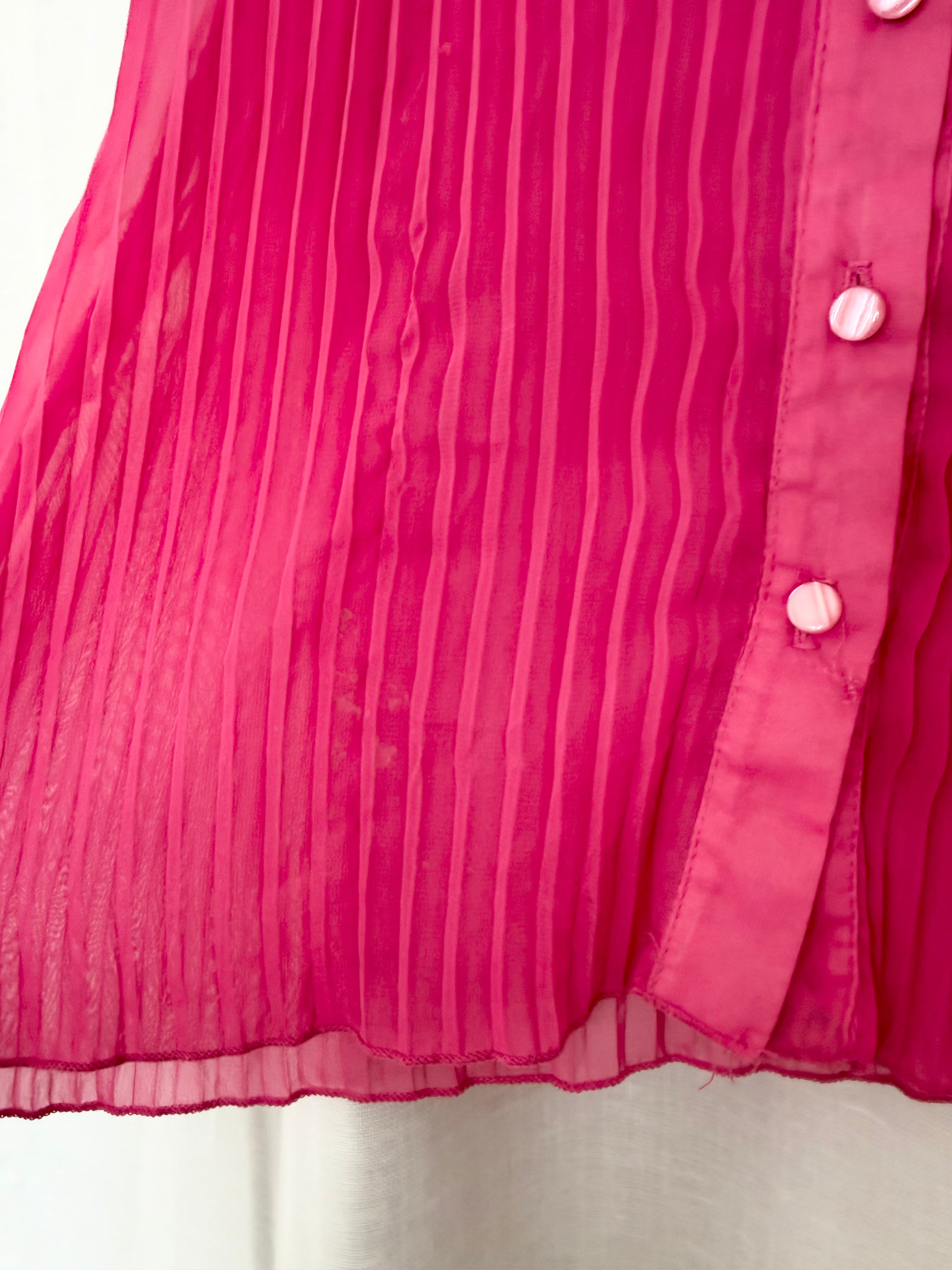 ✿ sheer hot pink y2k ruffle blouse ✿