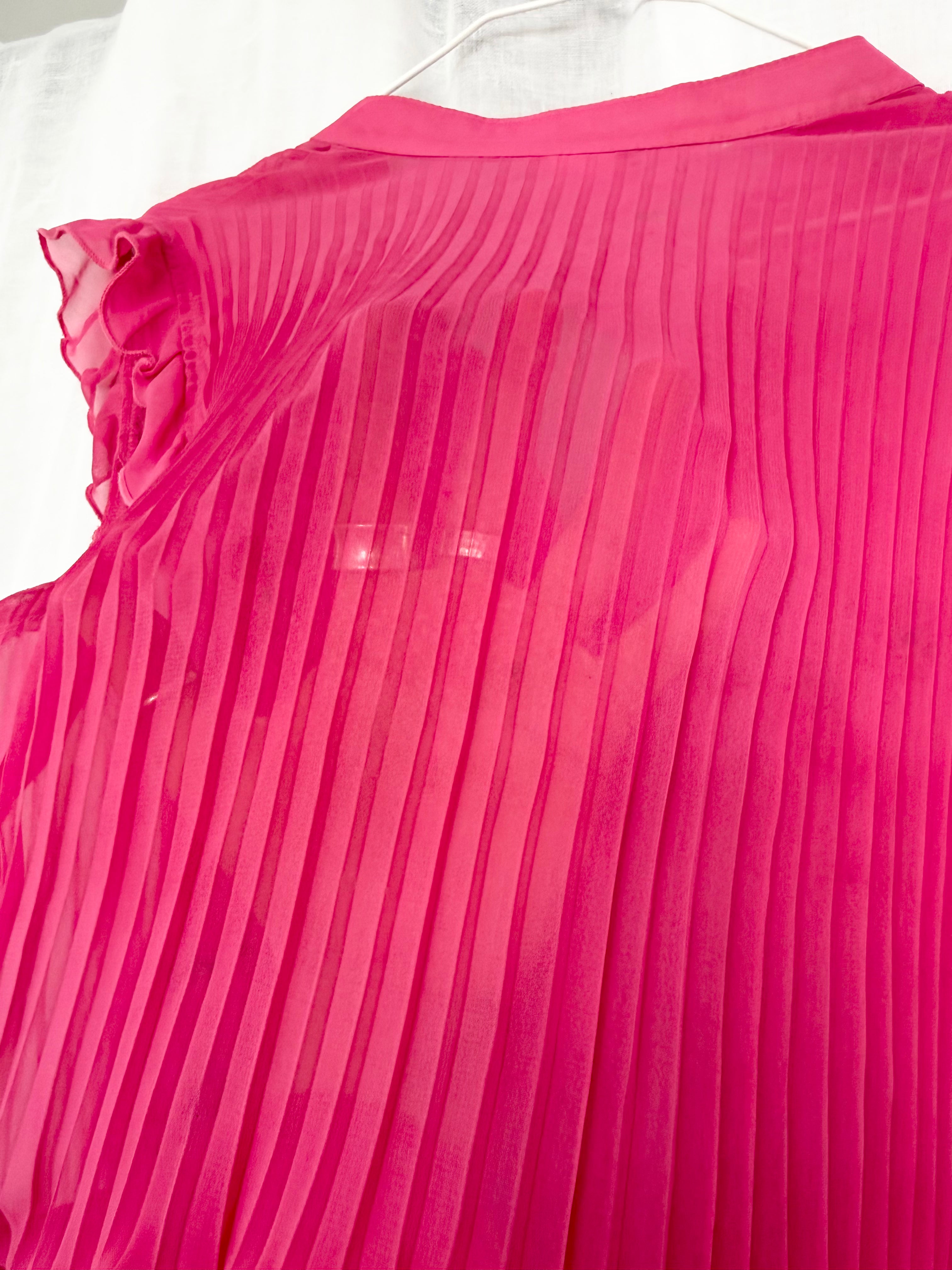 ✿ sheer hot pink y2k ruffle blouse ✿