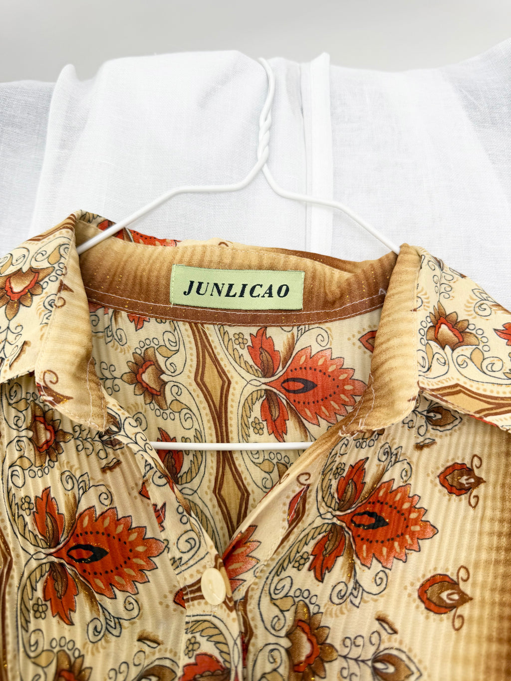 70s floral psychedelic button blouse ✧