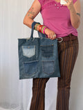 ✶ handmade patchwork denim pocket tote ✶