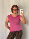 ✶ y2k fuchsia mesh lace fairy top ✶