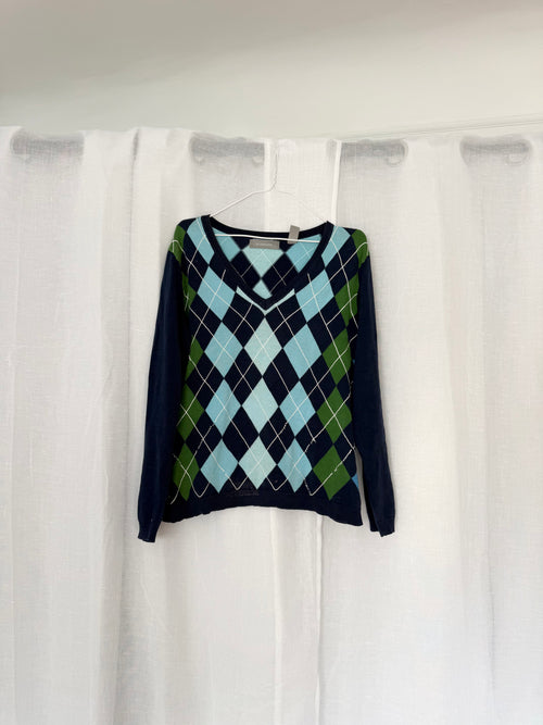 argyle v-neck sweater ⋆౨ৎ