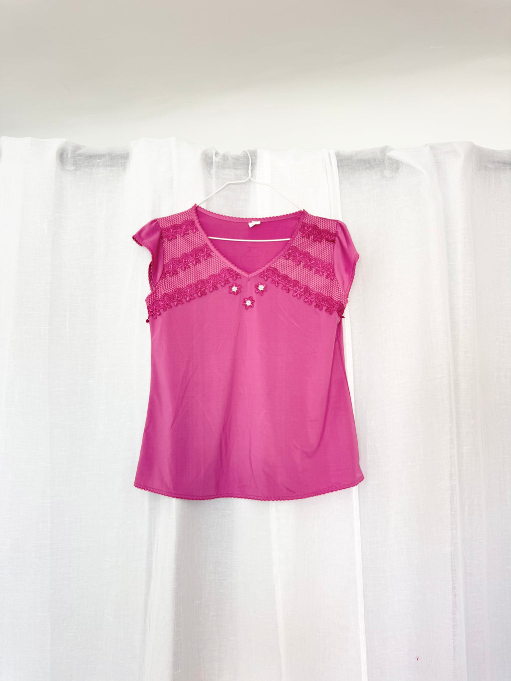 ✶ y2k fuchsia mesh lace fairy top ✶