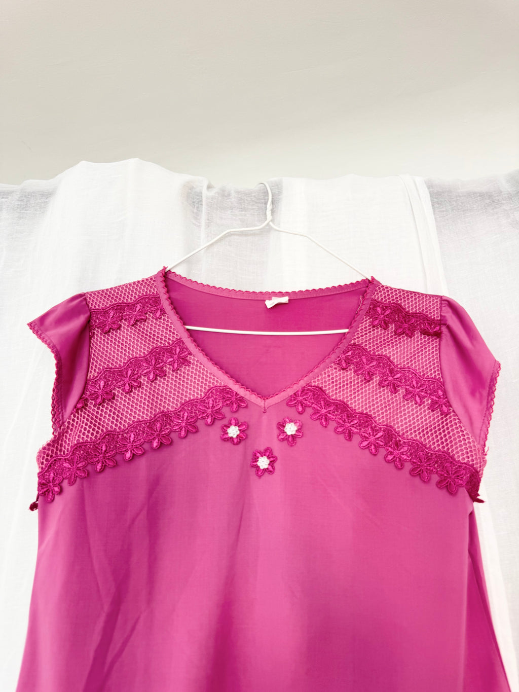 ✶ y2k fuchsia mesh lace fairy top ✶
