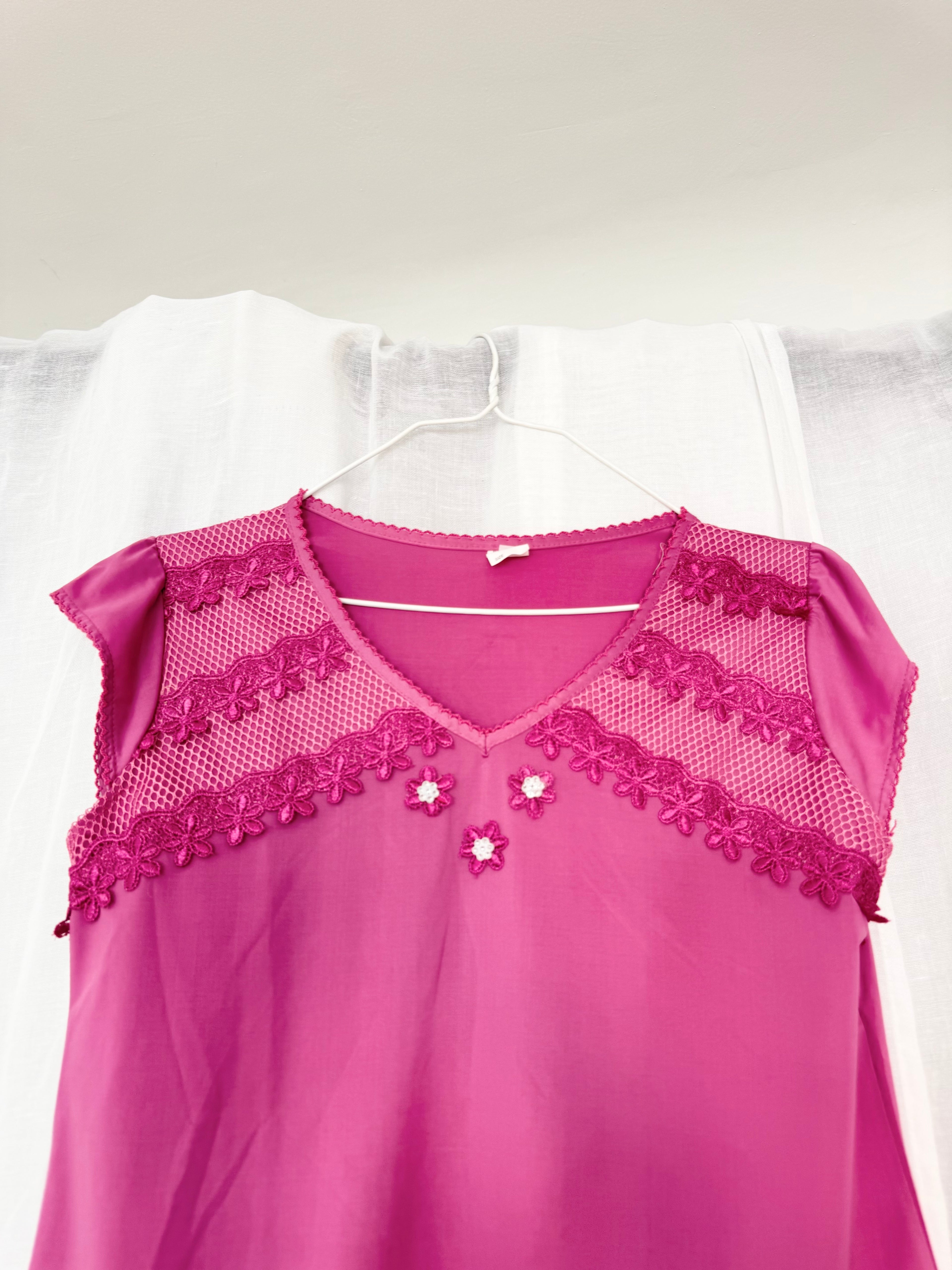 ✶ y2k fuchsia mesh lace fairy top ✶