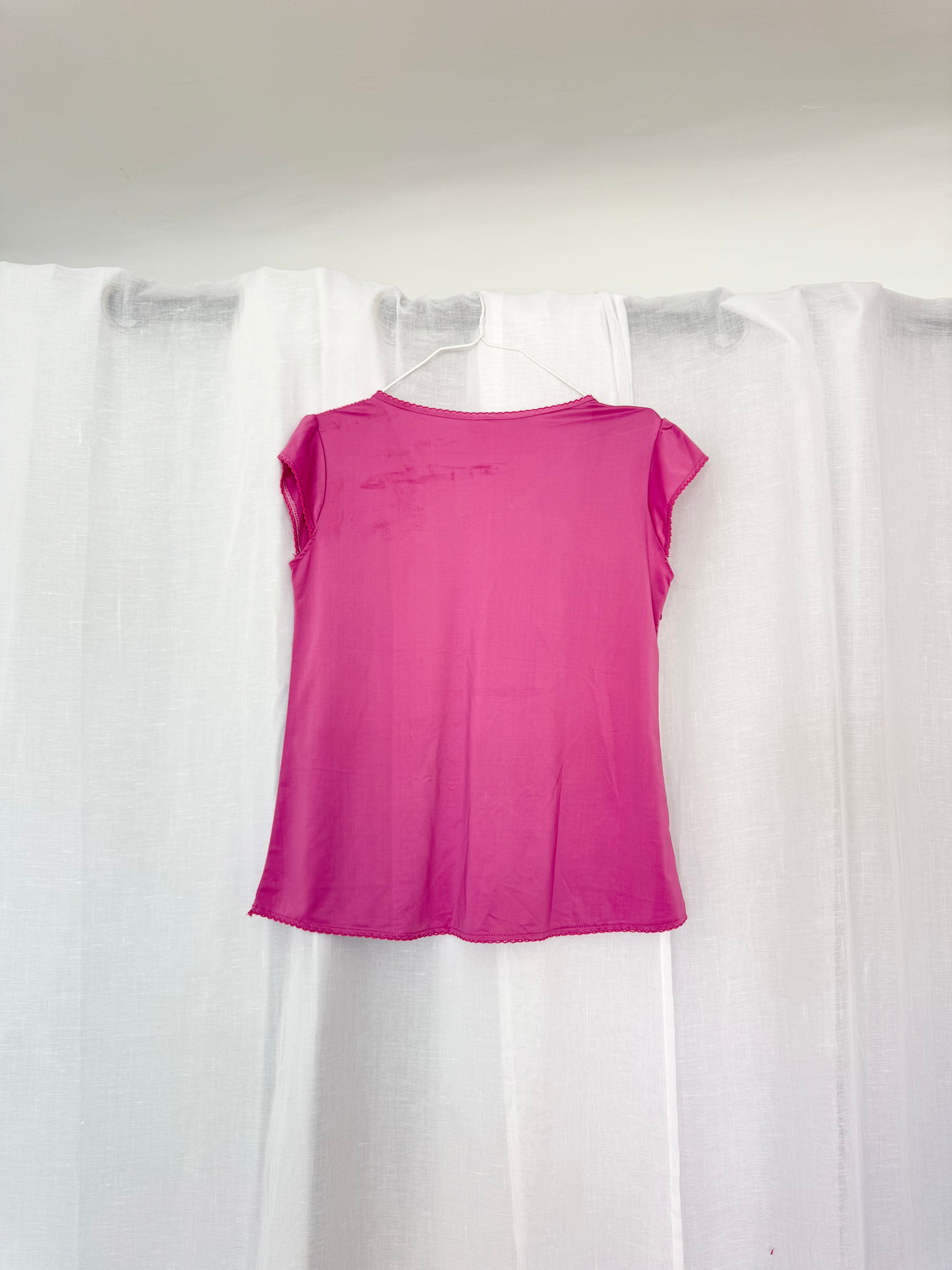 ✶ y2k fuchsia mesh lace fairy top ✶