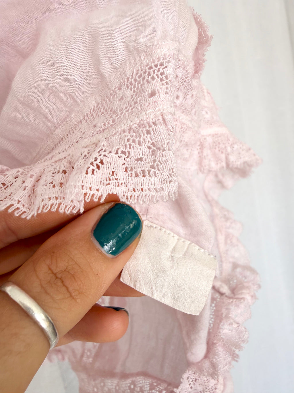 pink sheer embroidered lace blouse ✧