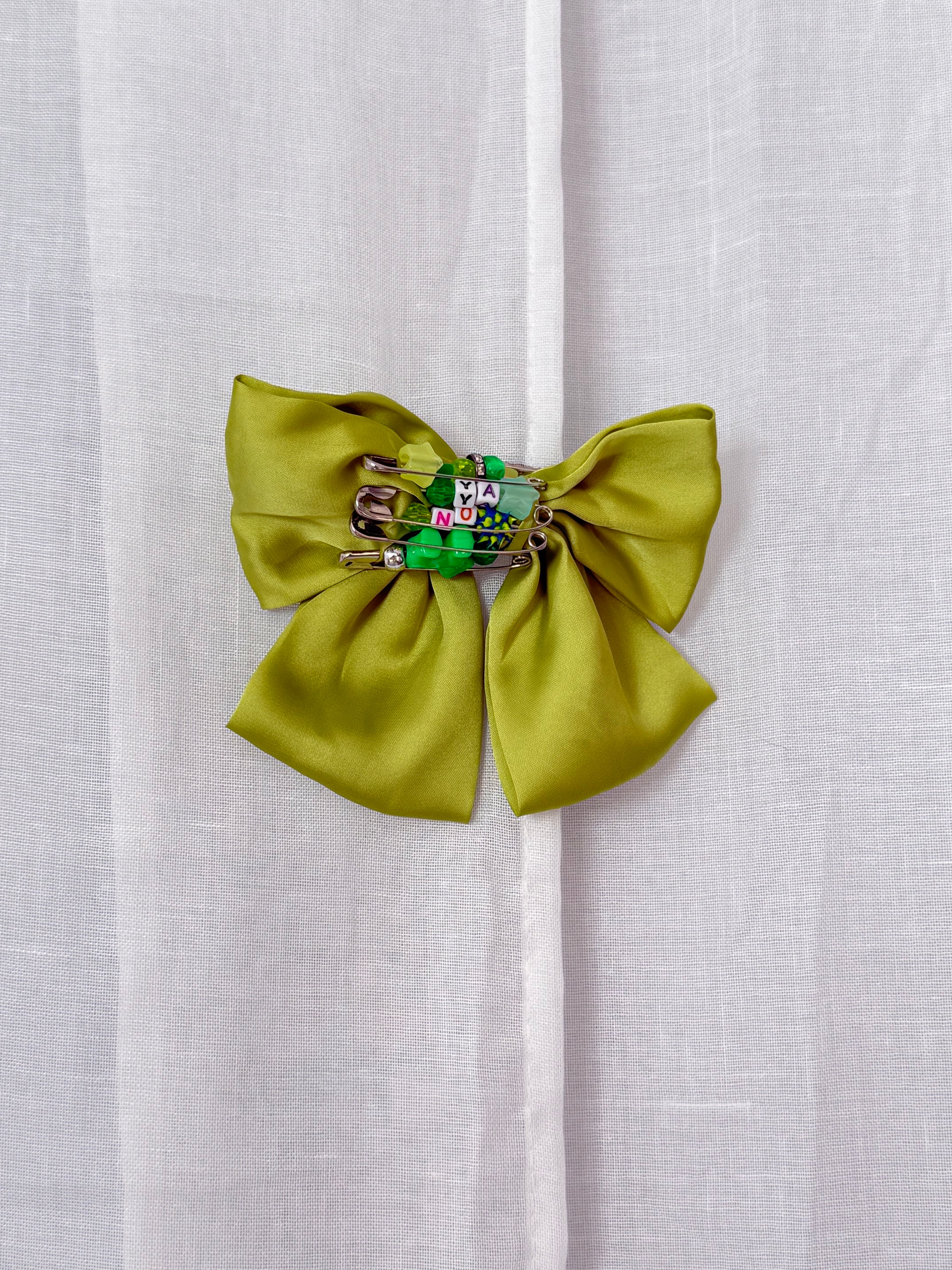 beaded safety pin bow barrette