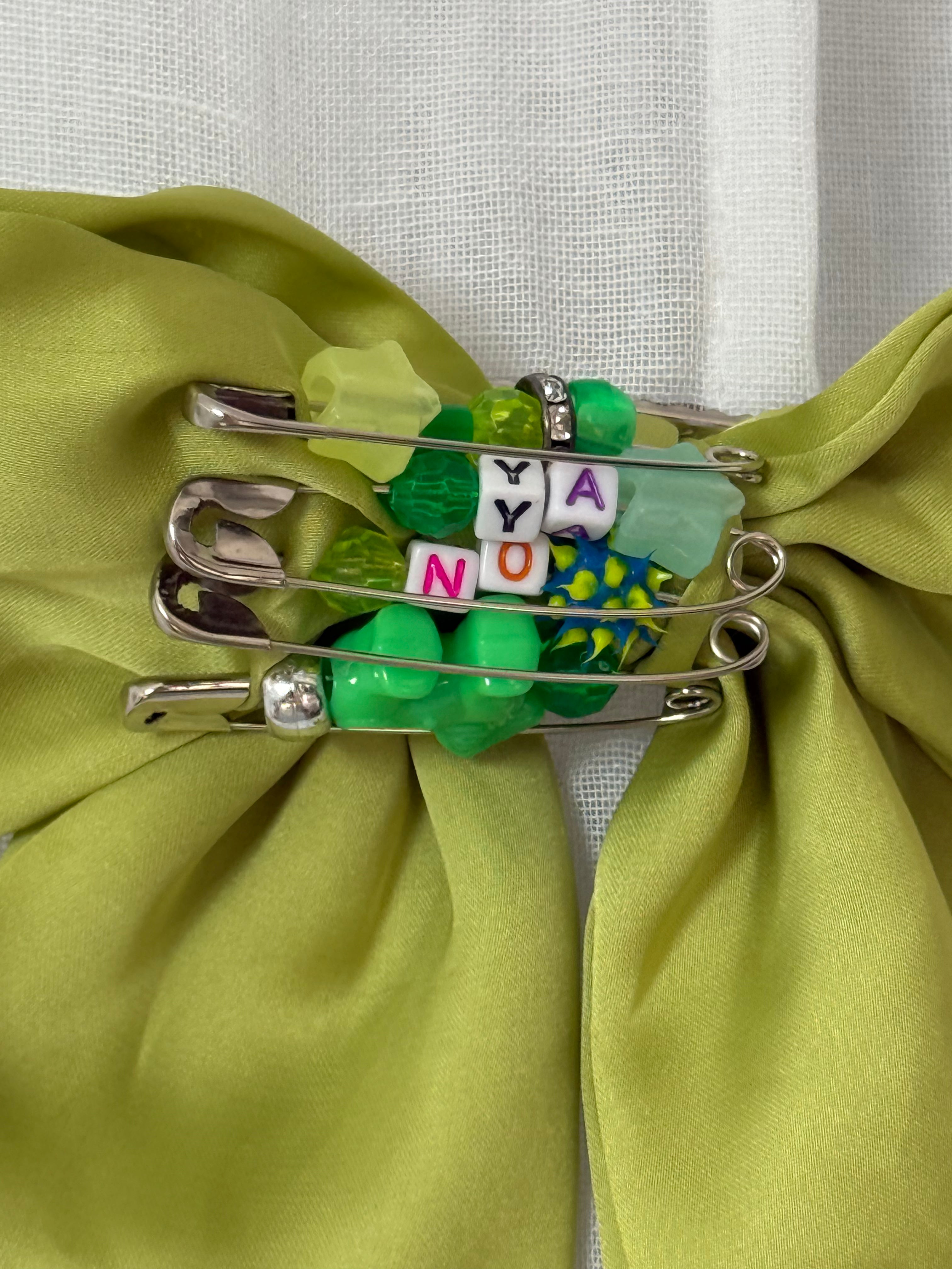 beaded safety pin bow barrette