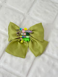 beaded safety pin bow barrette