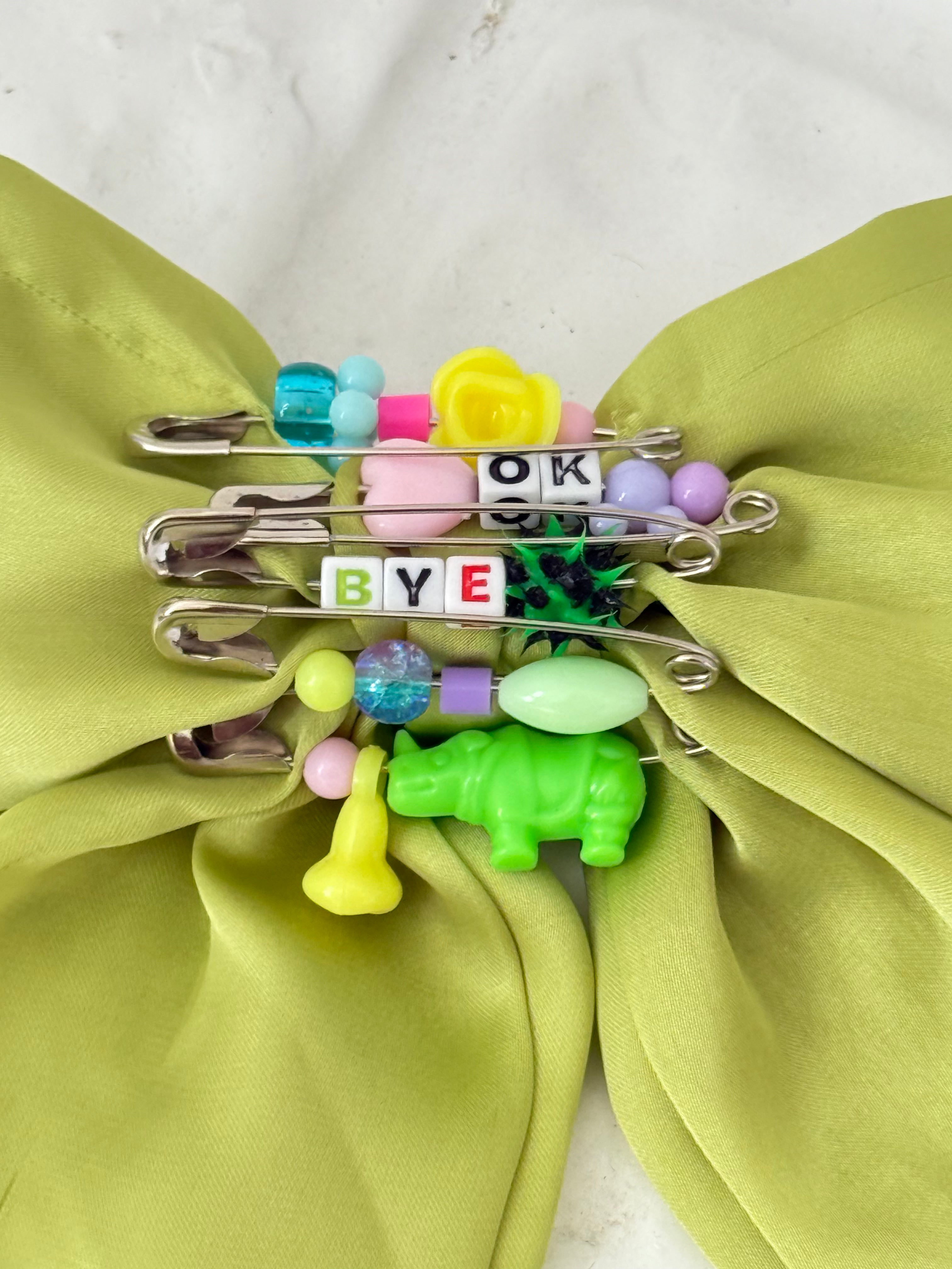 beaded safety pin bow barrette