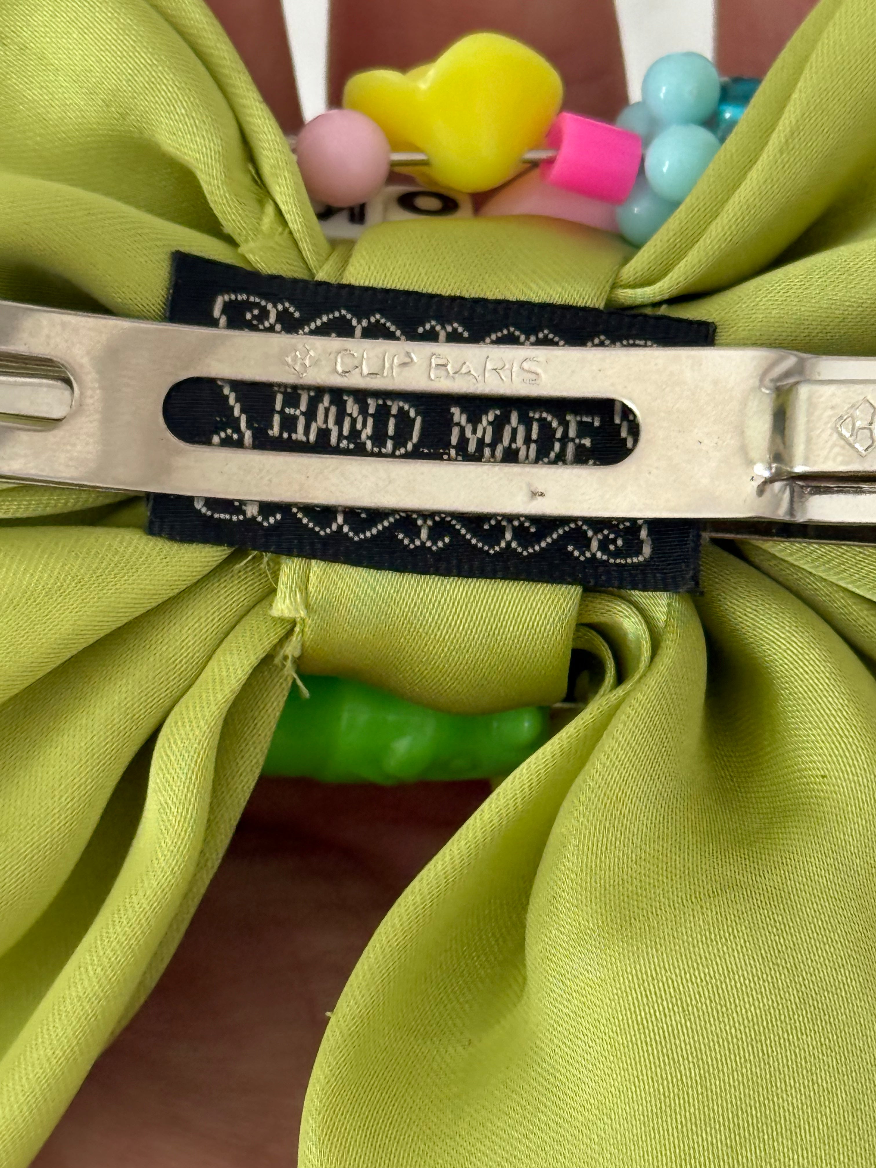 beaded safety pin bow barrette