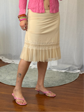 ✿ vintage nude lace trim midi slip skirt ✿