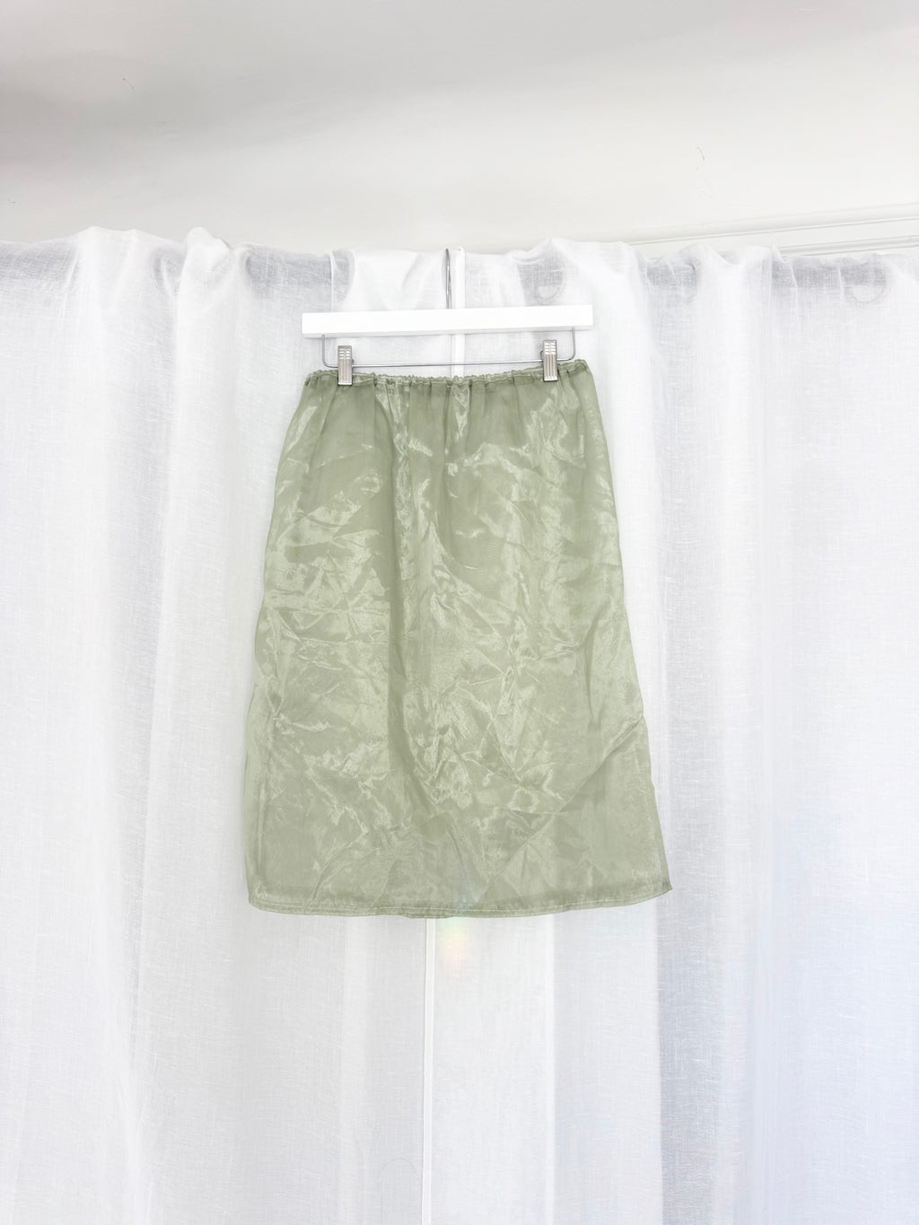 sheer sage organza midi skirt ✧ (28-36")