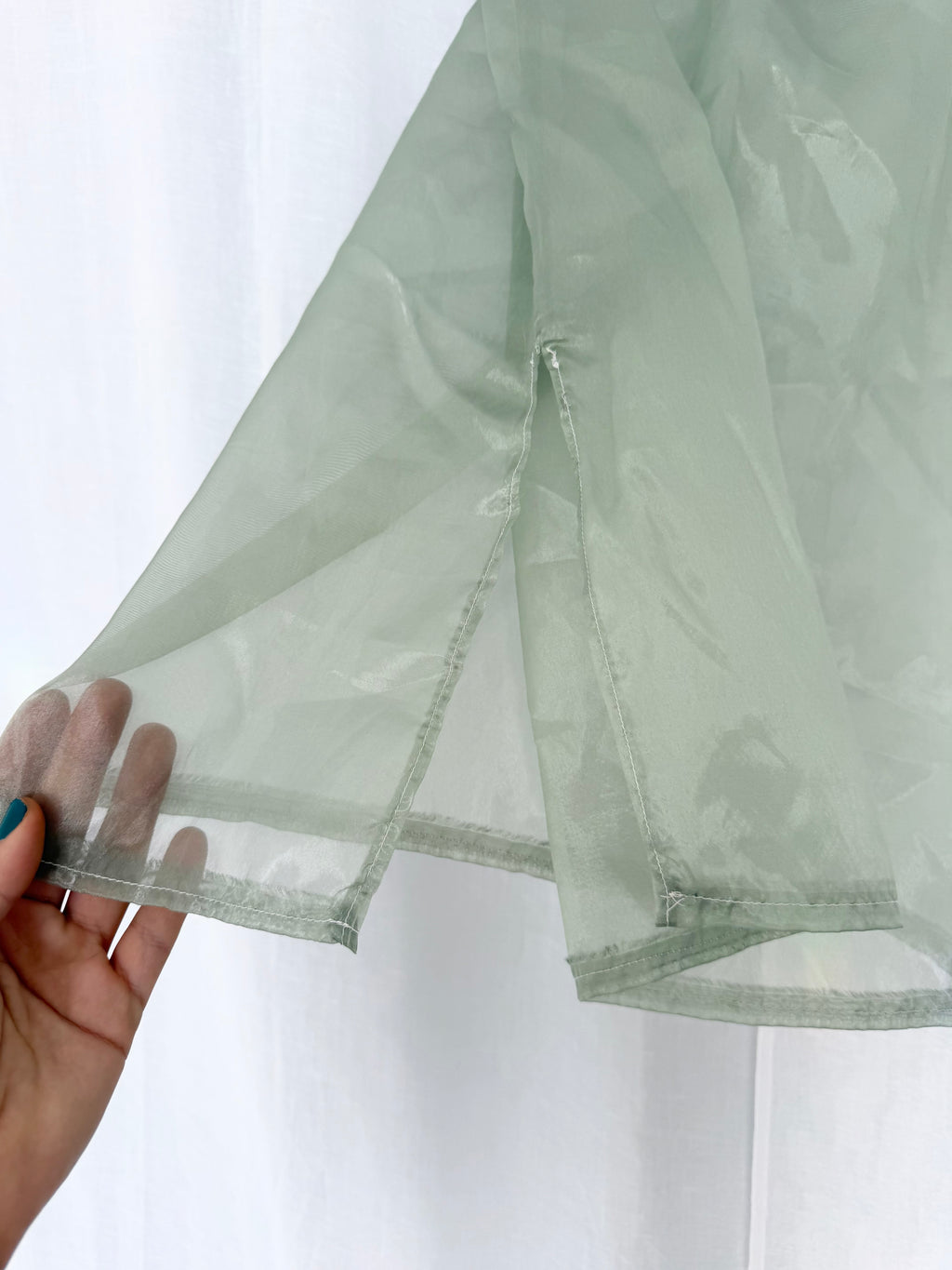 sheer sage organza midi skirt ✧ (28-36")
