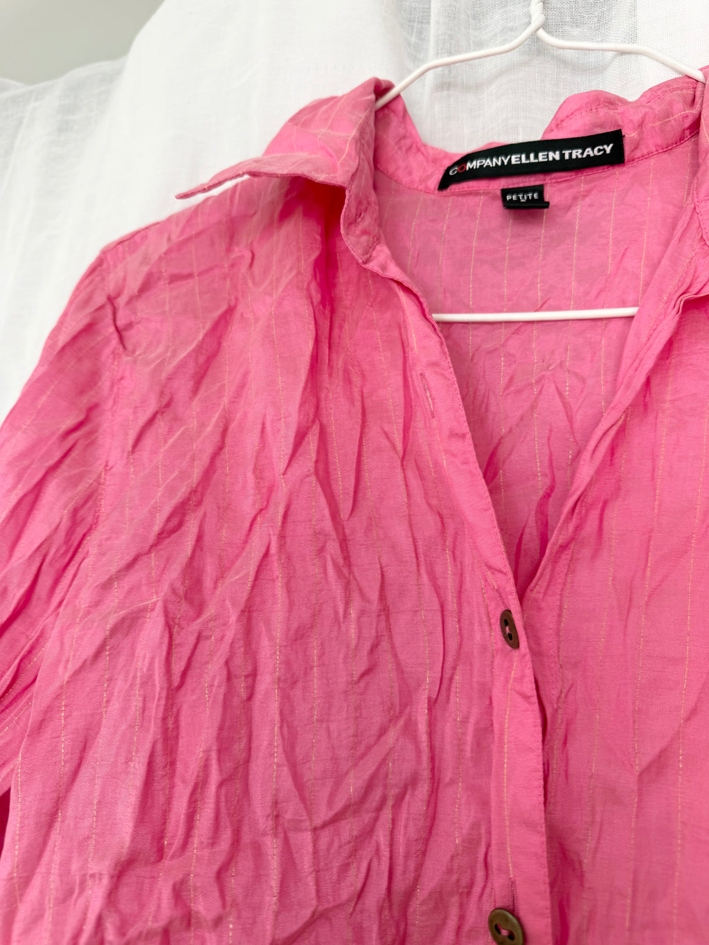 ✶ y2k hot pink sheer button up ✶