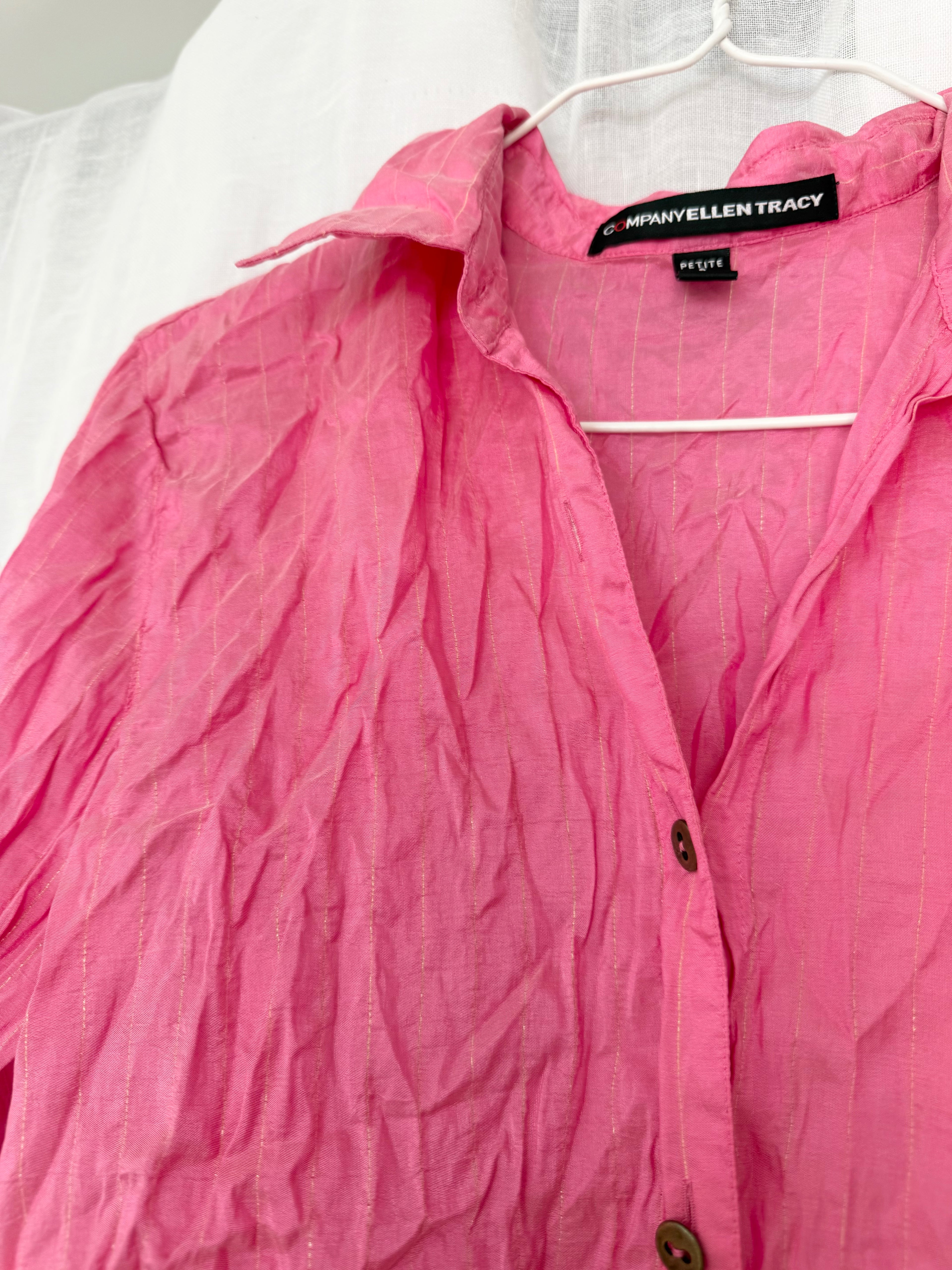 ✶ y2k hot pink sheer button up ✶