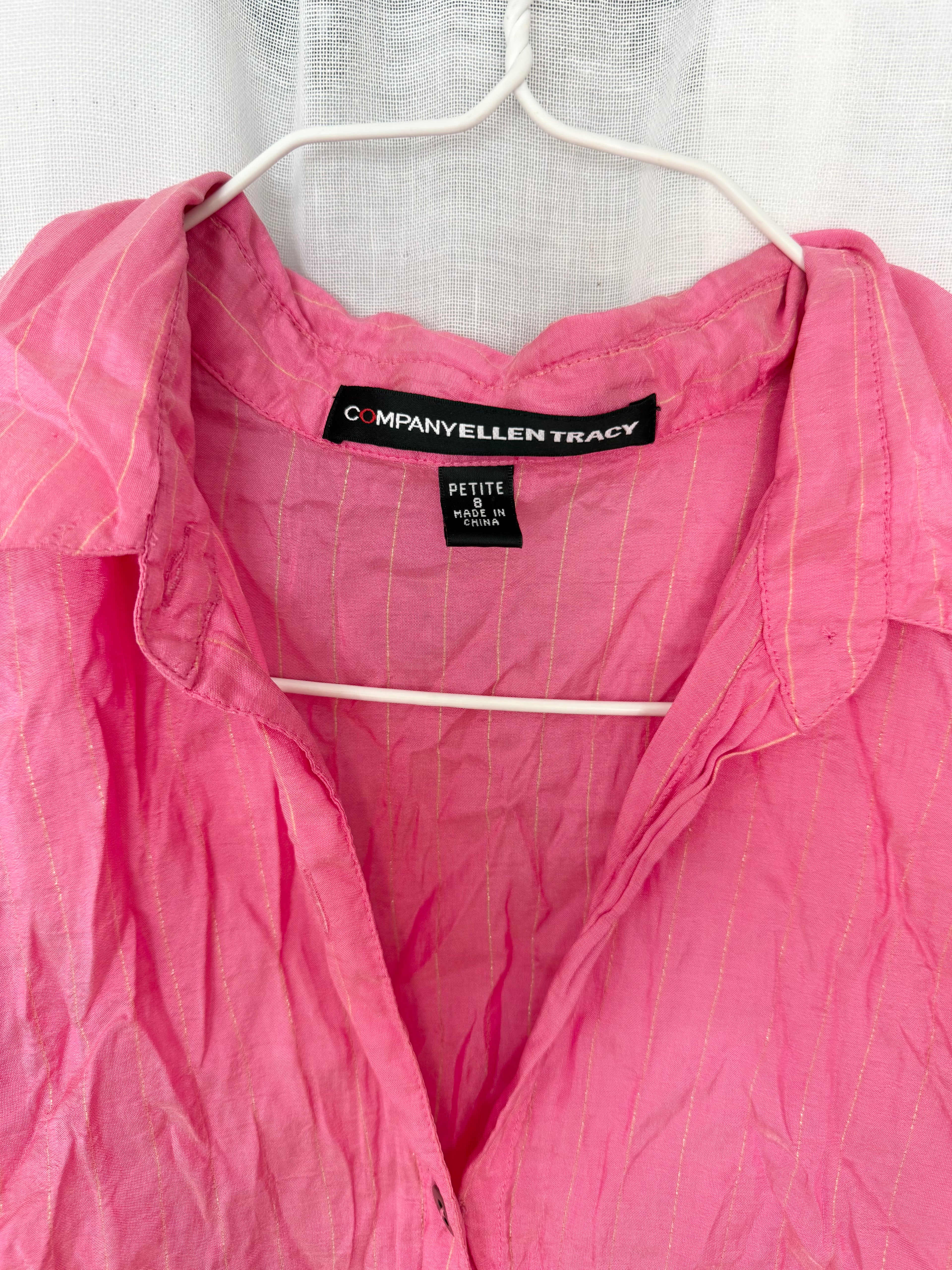 ✶ y2k hot pink sheer button up ✶