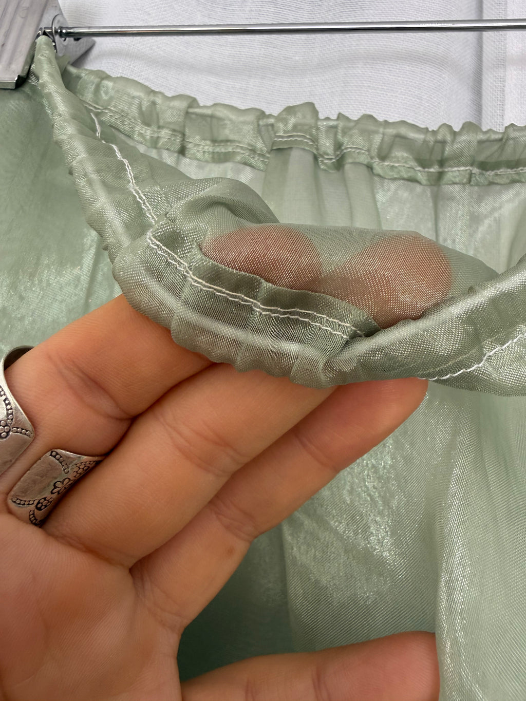 sheer sage organza midi skirt ✧ (28-36")