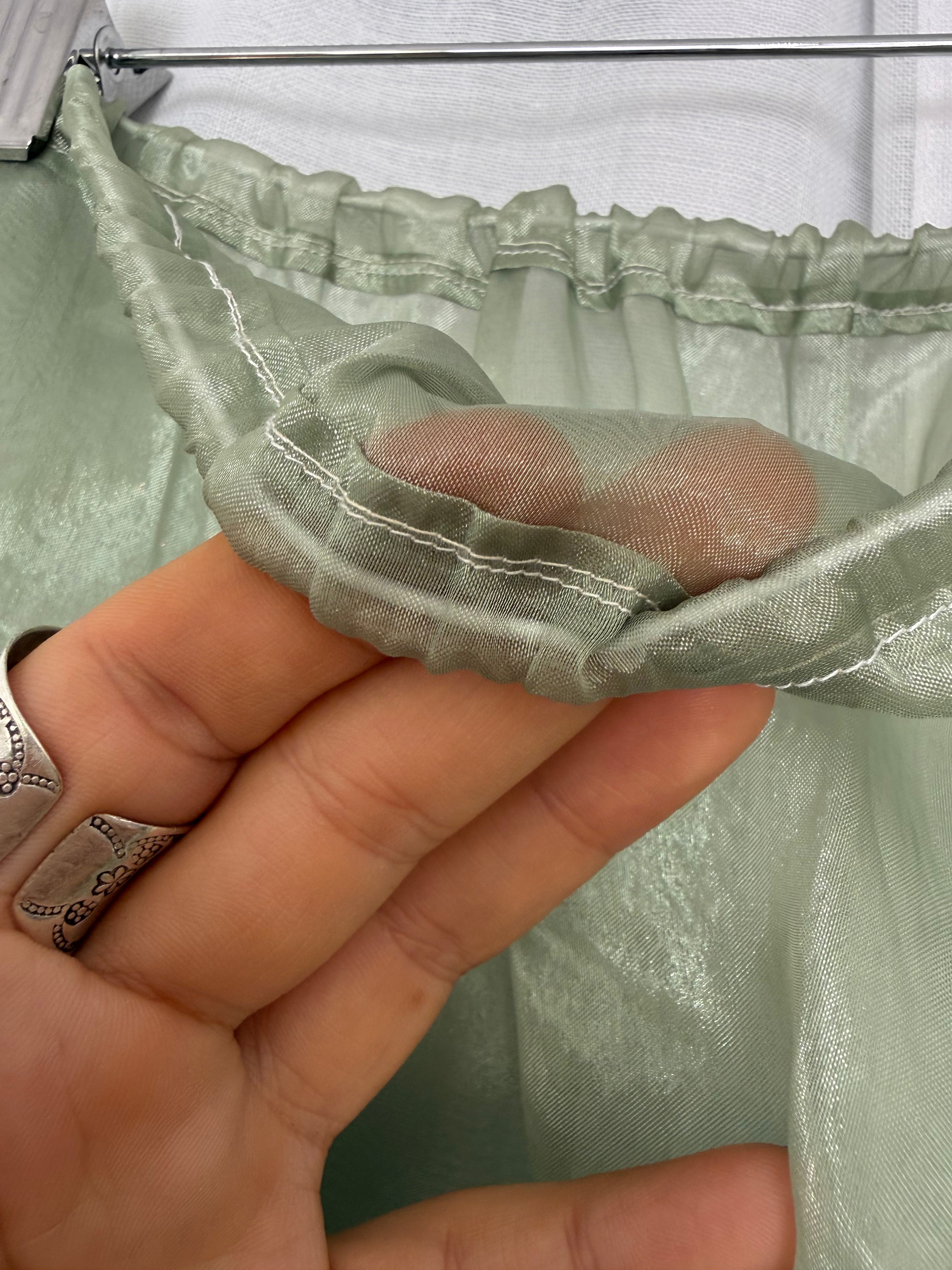 sheer sage organza midi skirt ✧ (28-36")