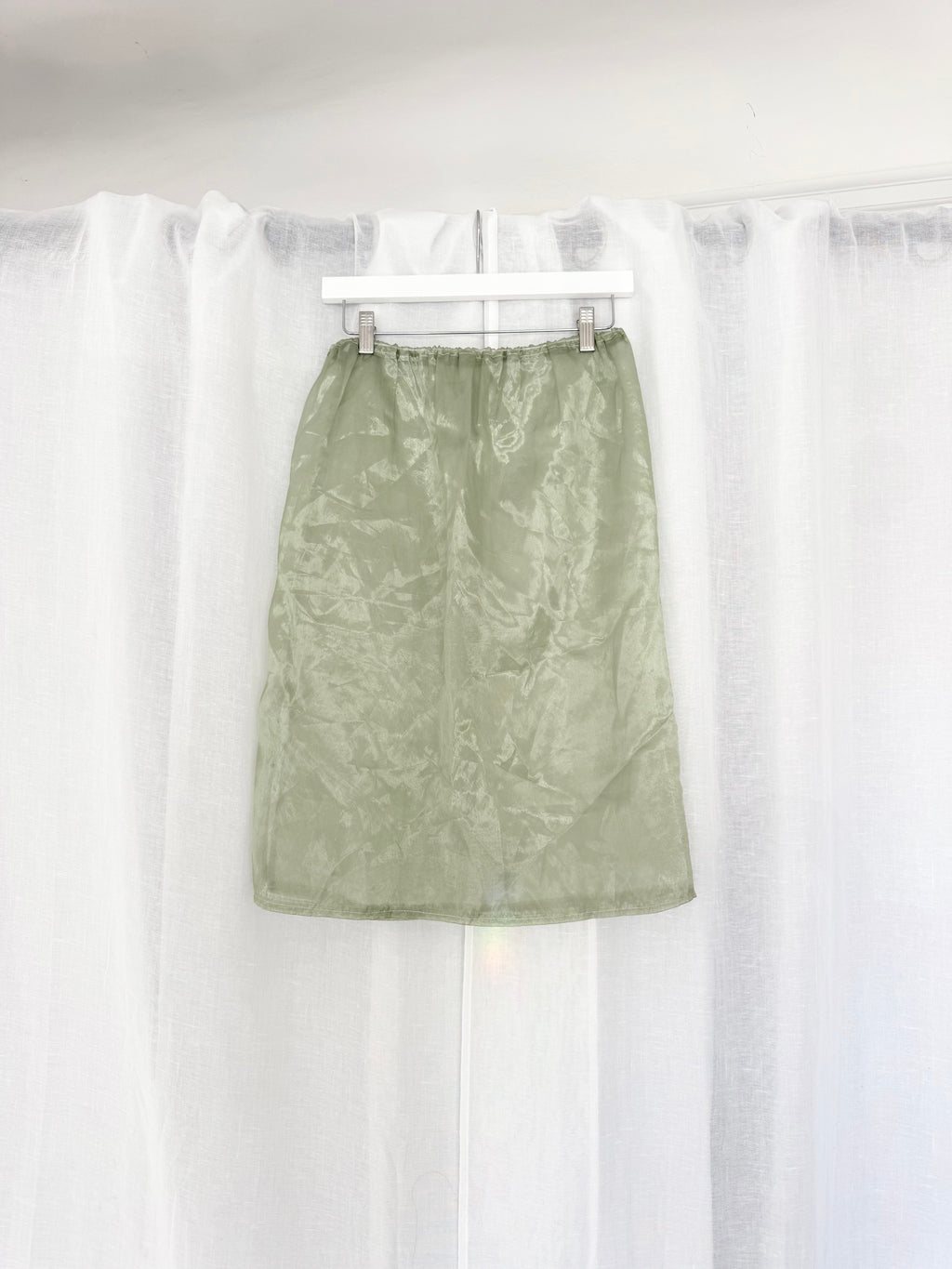 sheer sage organza midi skirt ✧ (28-36")