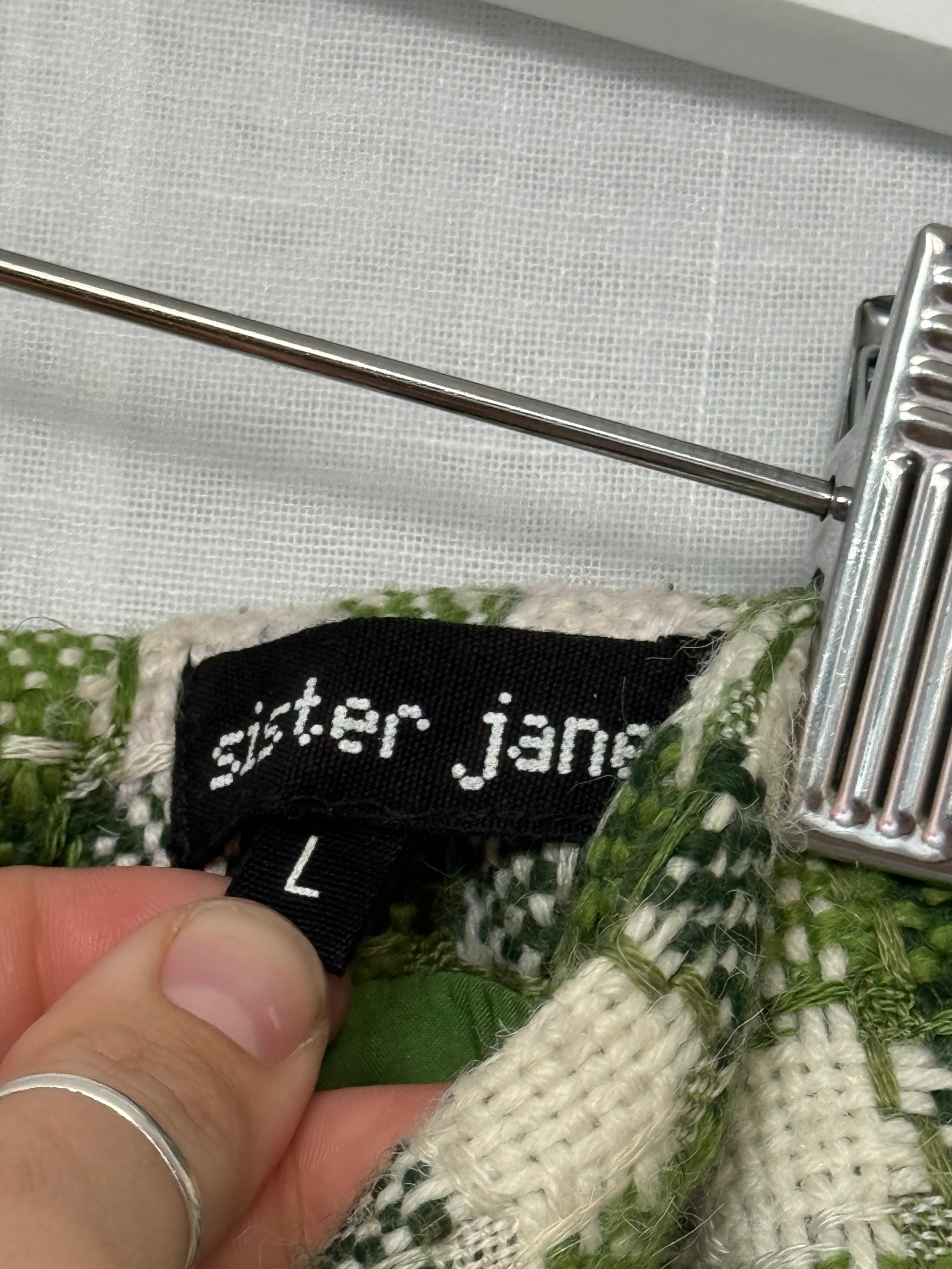 ✿ sister jane green gingham pearl trim tweed skirt ✿