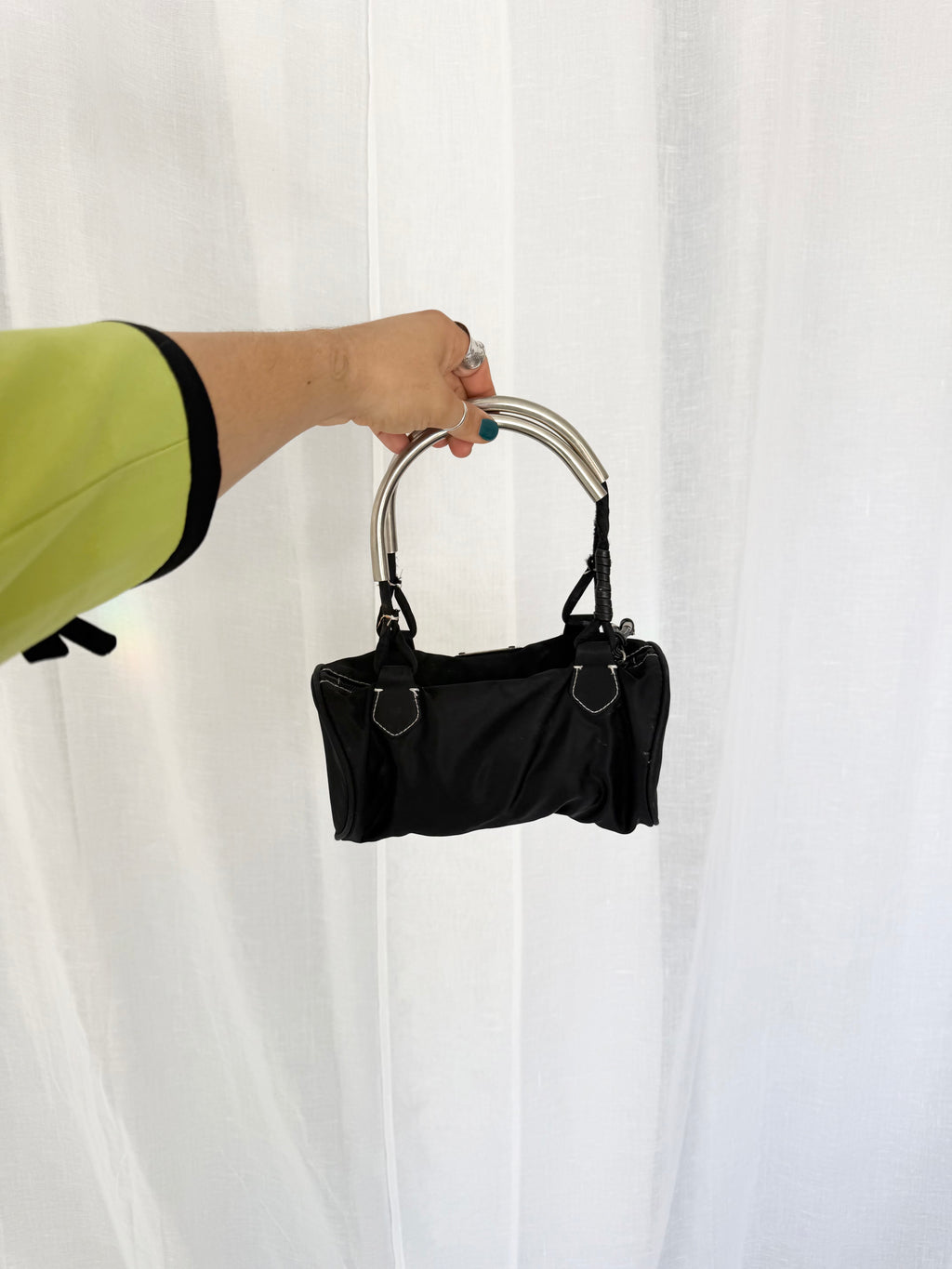 hot kiss black nylon mini bowler bag ✧