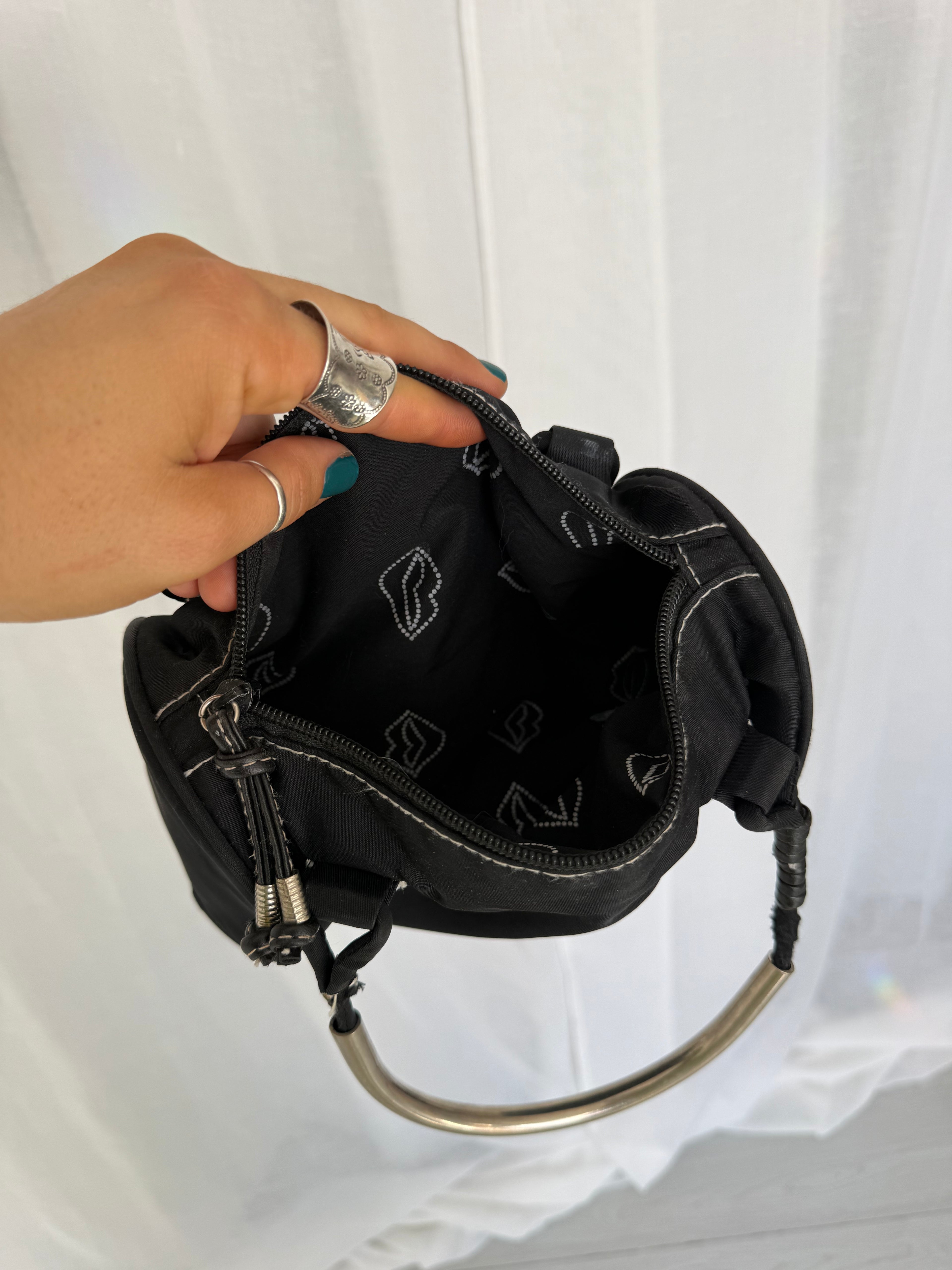 hot kiss black nylon mini bowler bag ✧